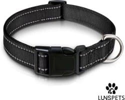 Lunspets - Hondenhalsband - Reflecterend - Zwart - Oersterk - Maat S