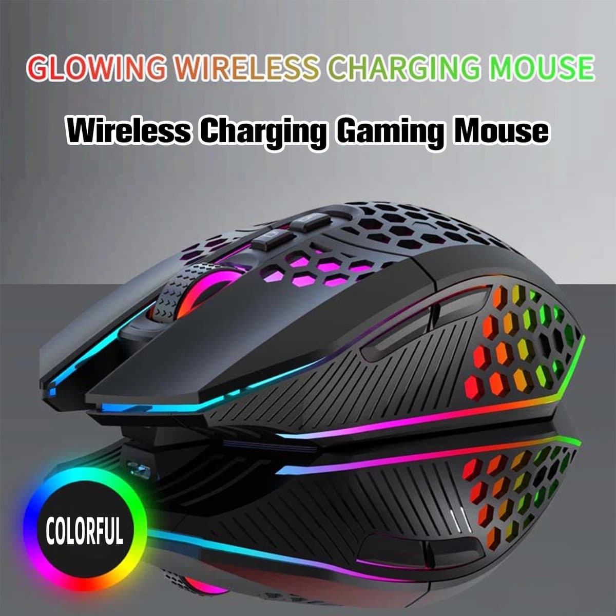 HXSJ T500 Draadloze Gaming Muis - Ultra licht - RGB Verlichting - Licht zwart thumbnail 3
