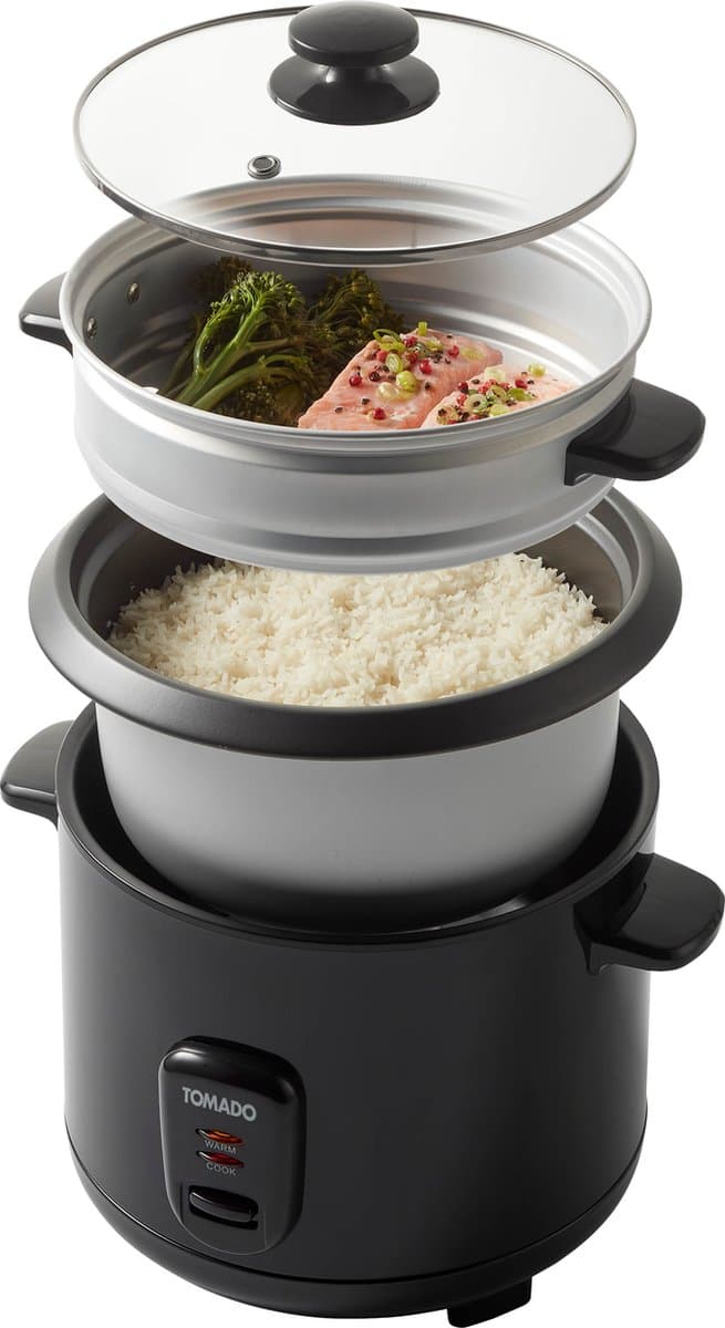 Tomado TRC1501B - Rijstkoker met stoommand - Inhoud 1,5 liter - Warmhoudfunctie - 7 porties - Anti aanbaklaag - Rice cooker - Zwart thumbnail 5