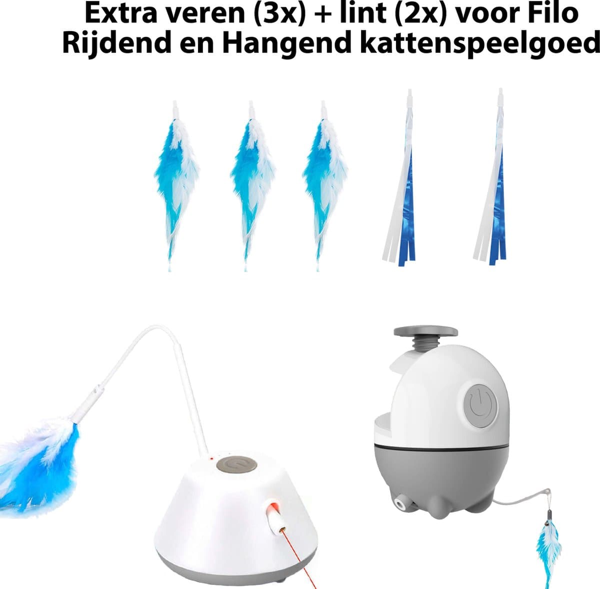 Veren en Lint voor Filo Rijdend en Hangend Kattenspeelgoed met Laser thumbnail 2