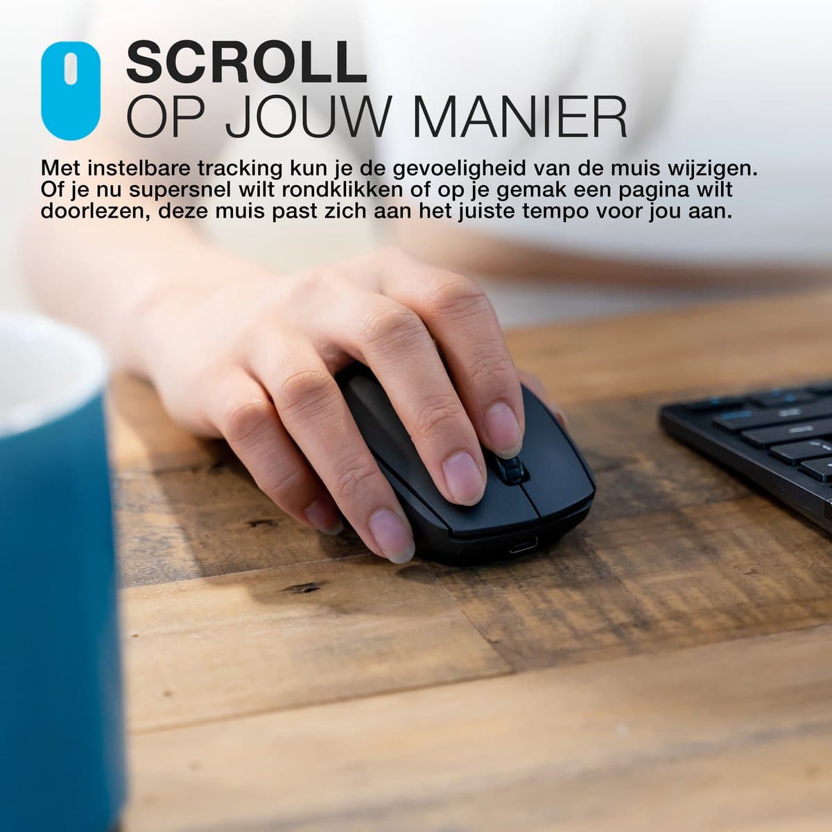 JLab Go Charge Computermuis - Bluetooth Muis Draadloos - Multipoint - Verbindt met 3 apparaten tegelijk - Met Dongle – USB C Oplaadbaar – Stille Clicks thumbnail 2