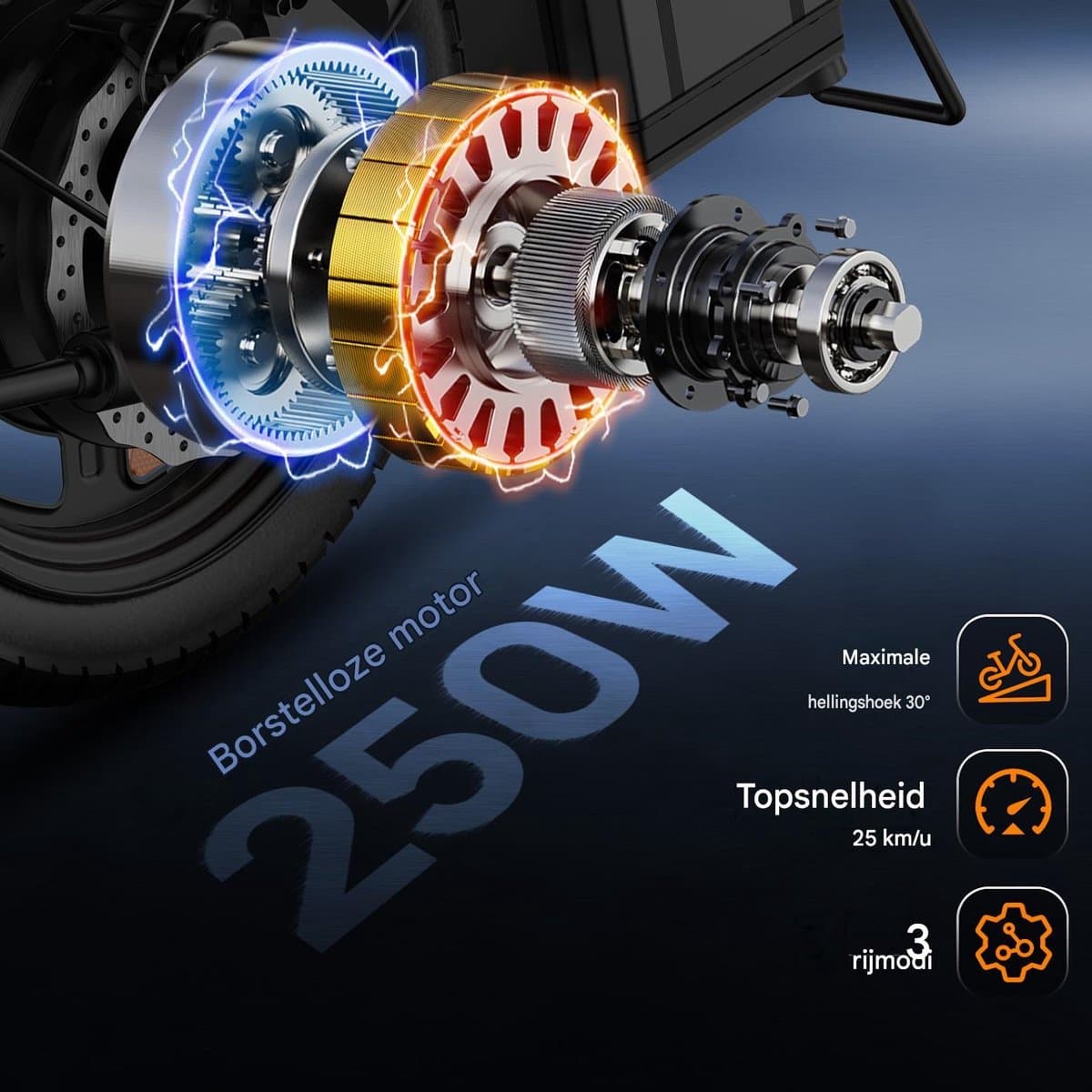 HillMiles Mile1 Elektrische Fiets - Motor 250W - Actieradius 60km - 14 Inch -25km/ - 36V/10.4Ah -vouwbaar E-bike -stads E-bikes & E-Nederland - Zwart thumbnail 4