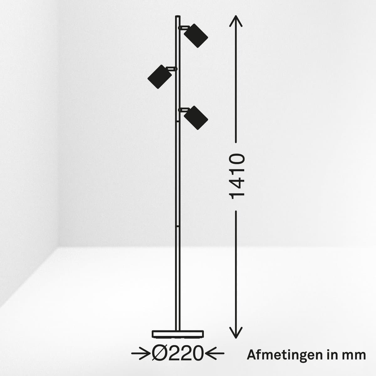 BRILONER Ida - Vloerlamp - woonkamer lamp - bureaulamp - staande lamp met GU10 fitting - h.: 141cm - beige thumbnail 7