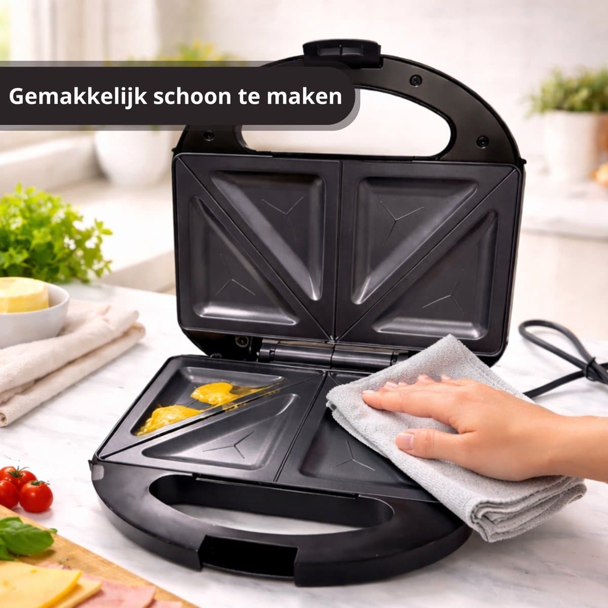 Monii Tosti Apparaat – Inclusief Diverse Opzetstukken – PFAS Vrij – Panini Grill – Contactgrill -Grill Ijzer – Tosti Ijzer – 2 Tosti’s thumbnail 6
