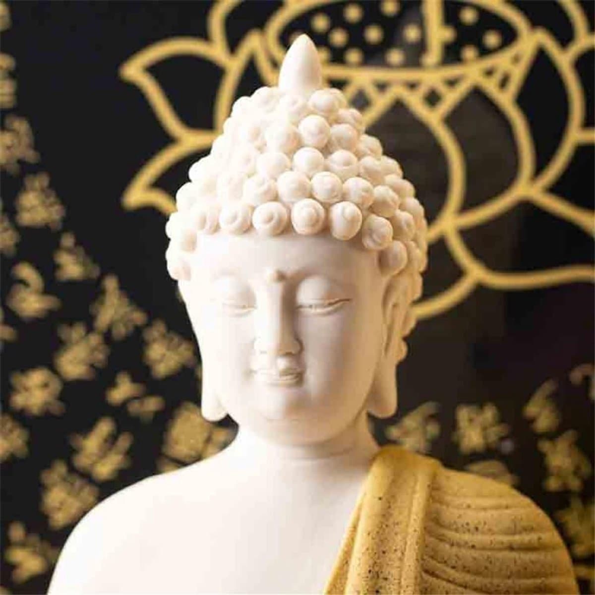Keramisch Boeddhabeeld Ornament - Boeddha Decoratie - Huisdecoratie - Met Lichtring - 125x148x76 cm - Bruin thumbnail 4