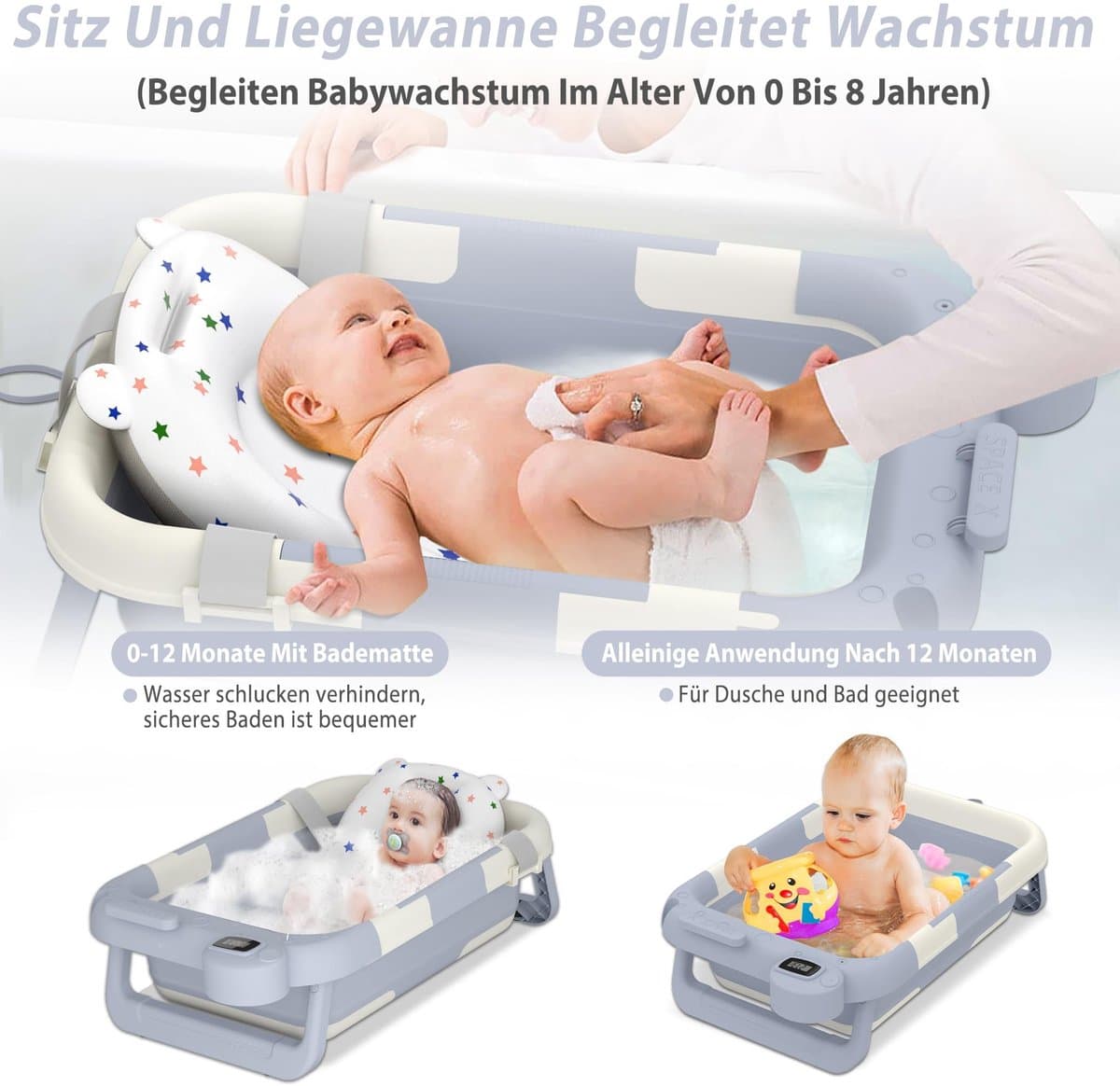 Dailygoods- Babybadkuip Opvouwbaar - Antislip Badkussen - Draagbaar - BPA-vrij - Veilig Gebruik - Ergonomisch Ontwerp - Babybadje thumbnail 2