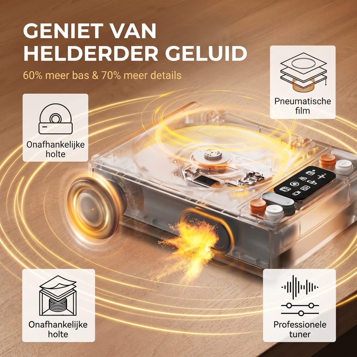 Fokelyi CD Speler - Bluetooth-speler - FM Radio - Retro Radio - Draagbare - Luidsprekers - Ondersteunt CD/AUX/USB-ingang thumbnail 3