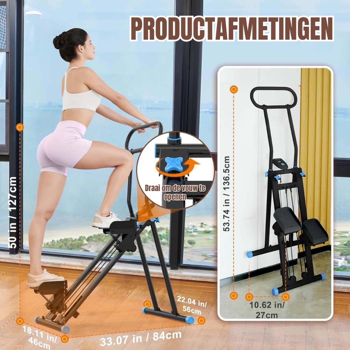 QORA® Crosstrainer - Crosstrainers - Crosstrainer Fitness - Zwart - 135cm x 56cm x 25cm thumbnail 6