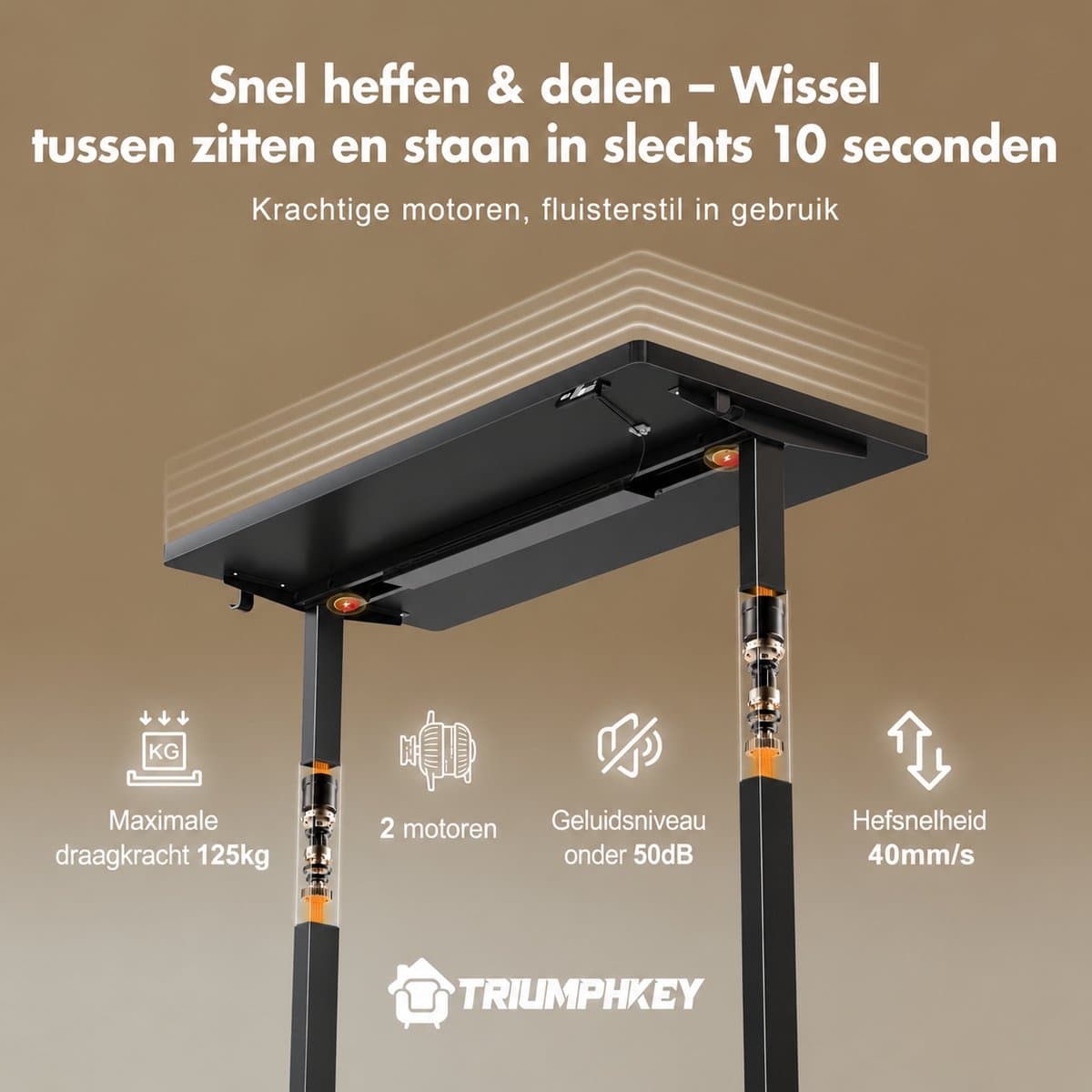 Devoko Elektrisch Zit-Sta Bureau 160x80 cm - Elektrisch Verstelbaar Bureau - In Hoogte Verstelbaar 63-128 cm - 25 mm FSC Tafelblad - Dubbele Motor - 125 kg - Zwart thumbnail 8