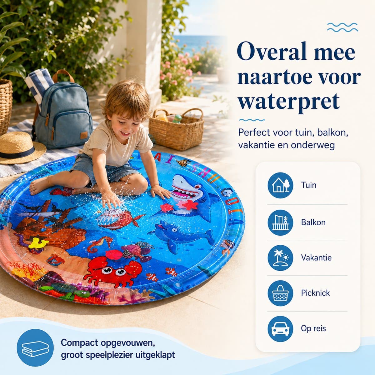 Waterspeelmat - Speelmat- Opblaasbaar baby water speelmat - Kraamcadeau - Kinderspeelgoed-Waterspeelgoed thumbnail 5