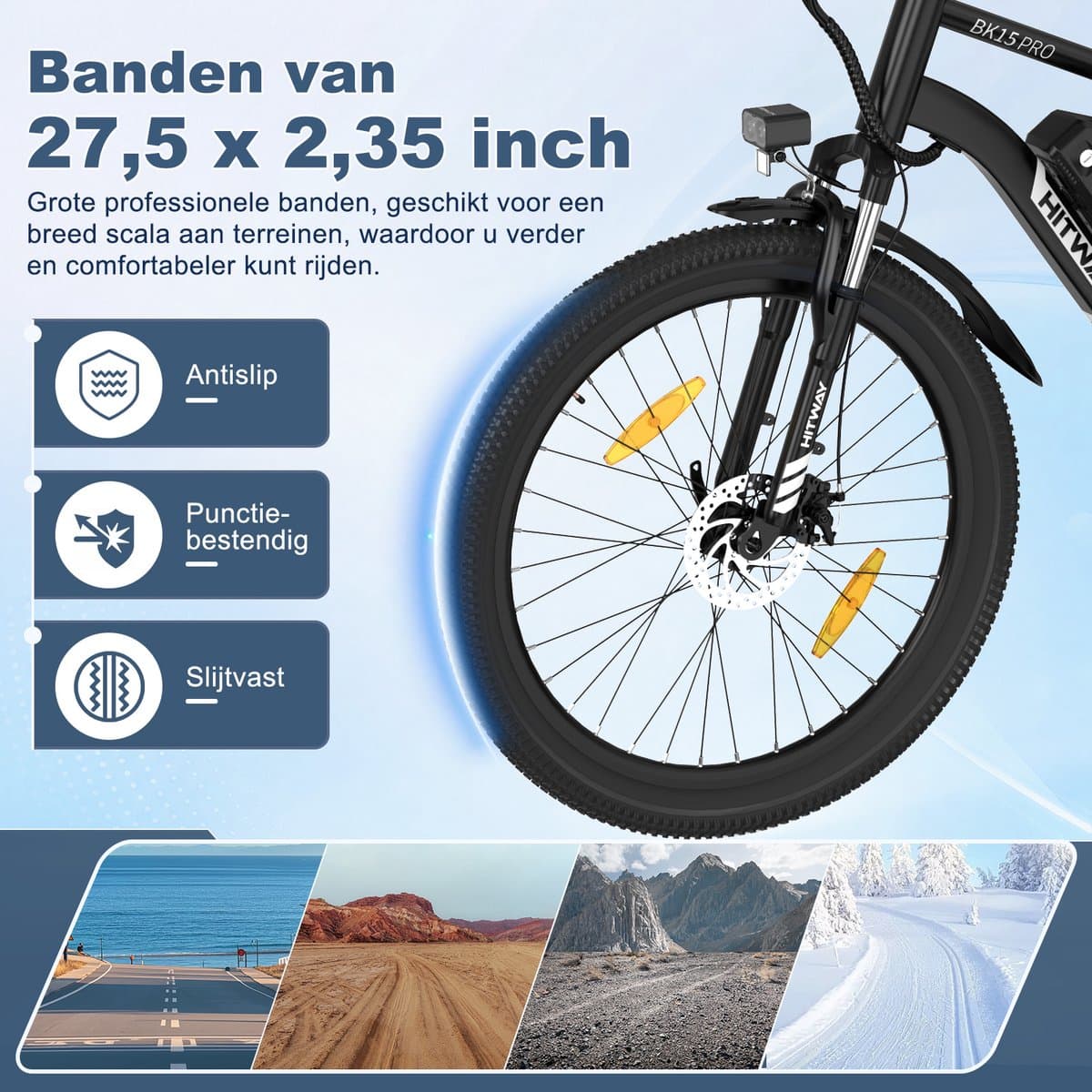 Hitway BK15 Pro - 27.5" City E-bike, 250W, afneembare batterij thumbnail 7