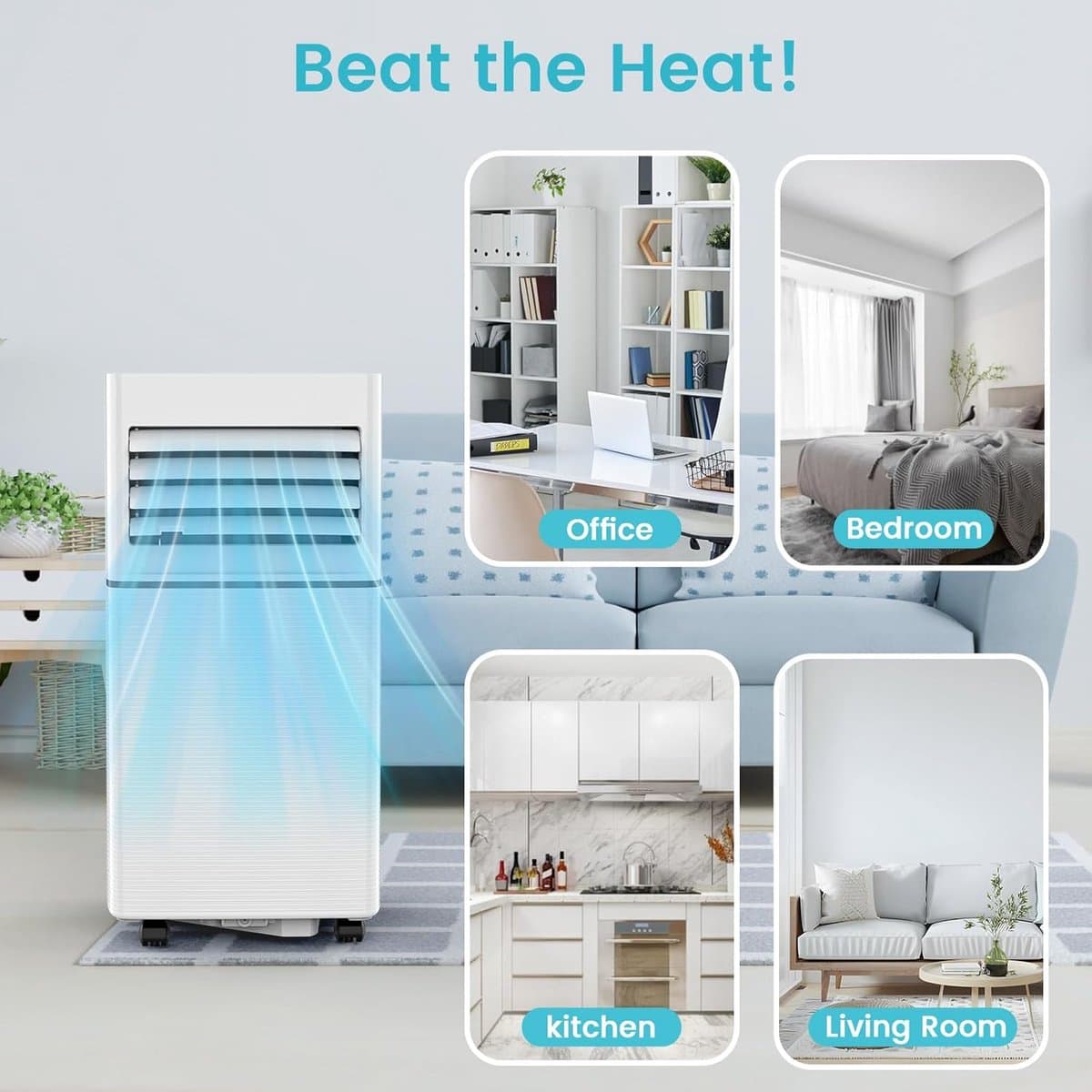 Mobiele airco 10000 BTU stil draagbaar met ontvochtiger, ventilator en slaapmodus 3-in-1 functie thumbnail 5