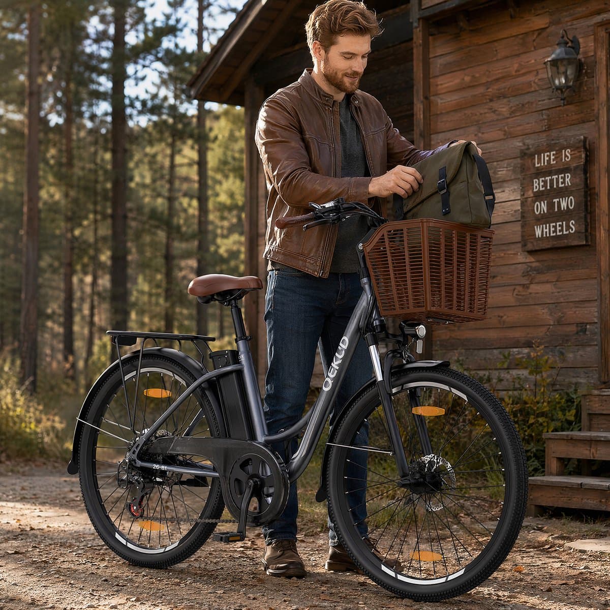 Qekud Elektrische Fiets - 26 Inch E-bike - 36V 13Ah Uitneembare Accu - Actieradius 80 km - Shimano 7 Versnellingen - Schijfremmen - Verlichting- Ideaal voor Woon-werkverkeer thumbnail 8