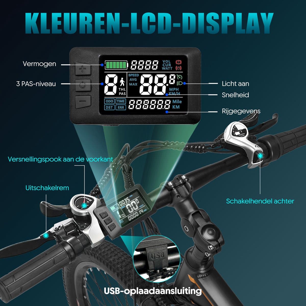 Fafrees F28 MT 27,5 inch Elektrische Fiets - 250W Motor E-bike - 36V 15Ah Verwijderbare Accu - 21 Versnellingsbak - Mechanische Schijfremmen - IPX4 Stadsfiets Trekkingfiets thumbnail 6