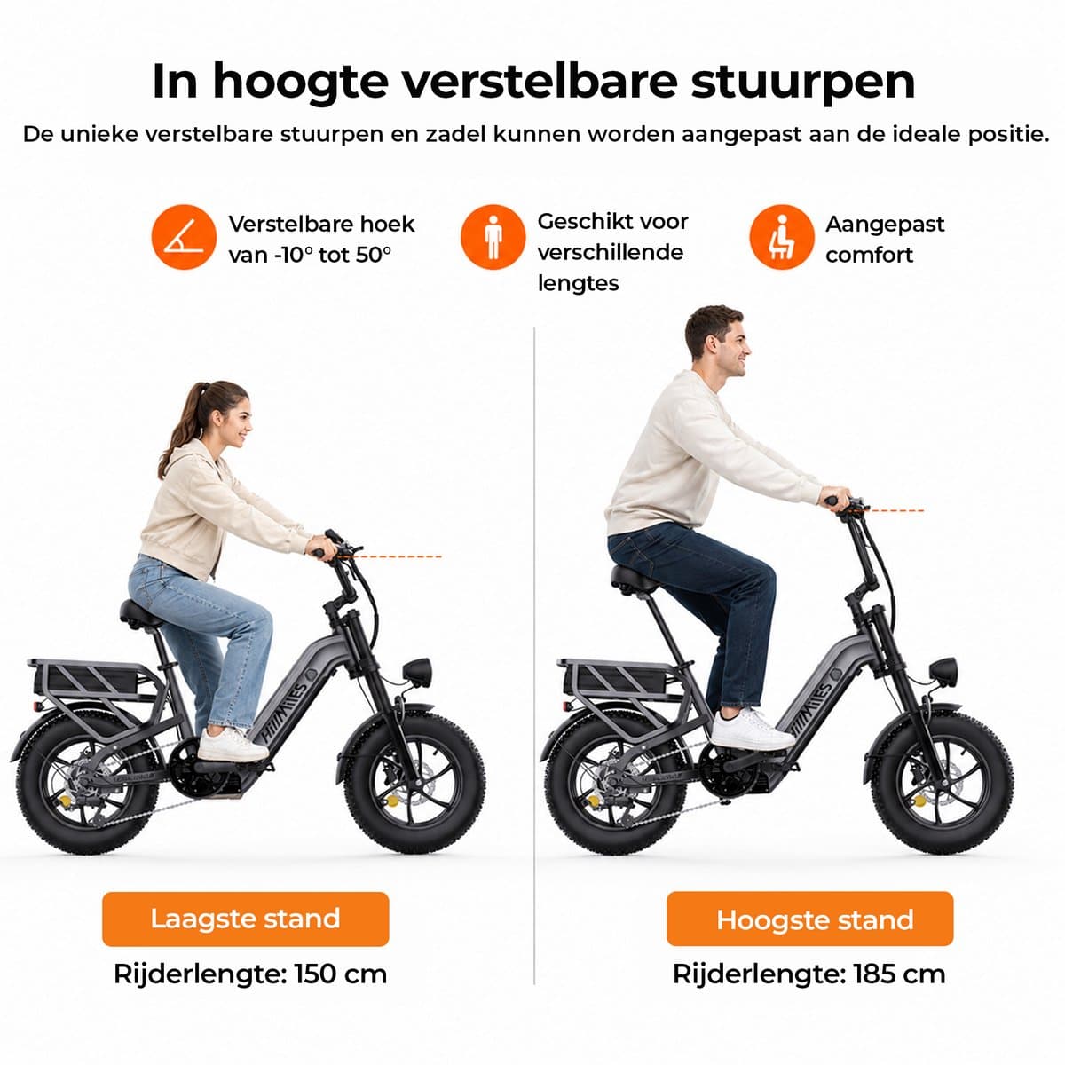 HillMiles MileLink 1 Elektrische fiets 250W 25km/u met achterdrager voor zware lading, 16x4 brede banden hydraulische remmen stads en terreinfiets met 48V 18Ah accu, 65Nm, groen thumbnail 5