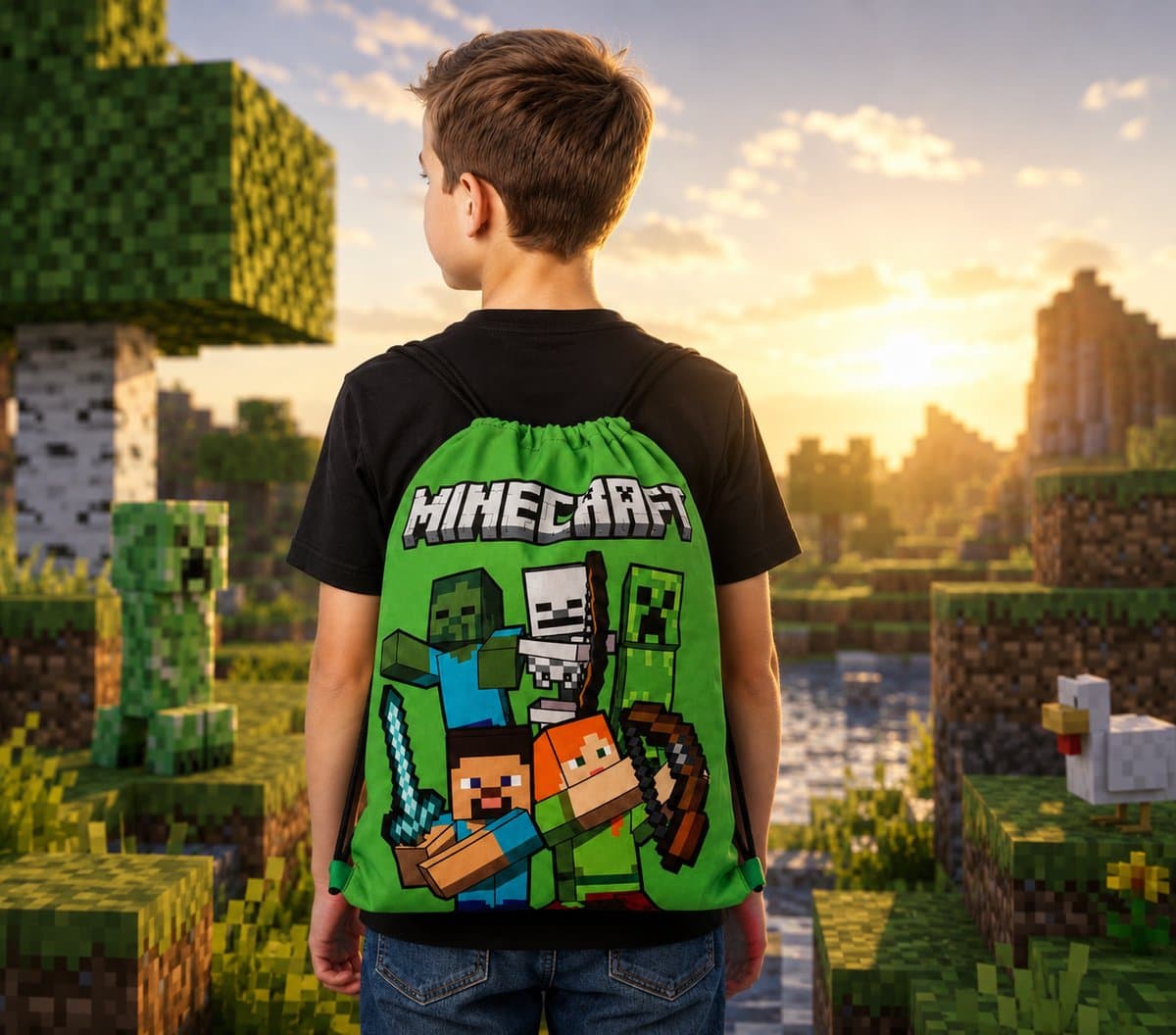Minecraft -Gymtas – Officiële Licentie – zwemtas – sporttas - 40 x 35 cm thumbnail 4