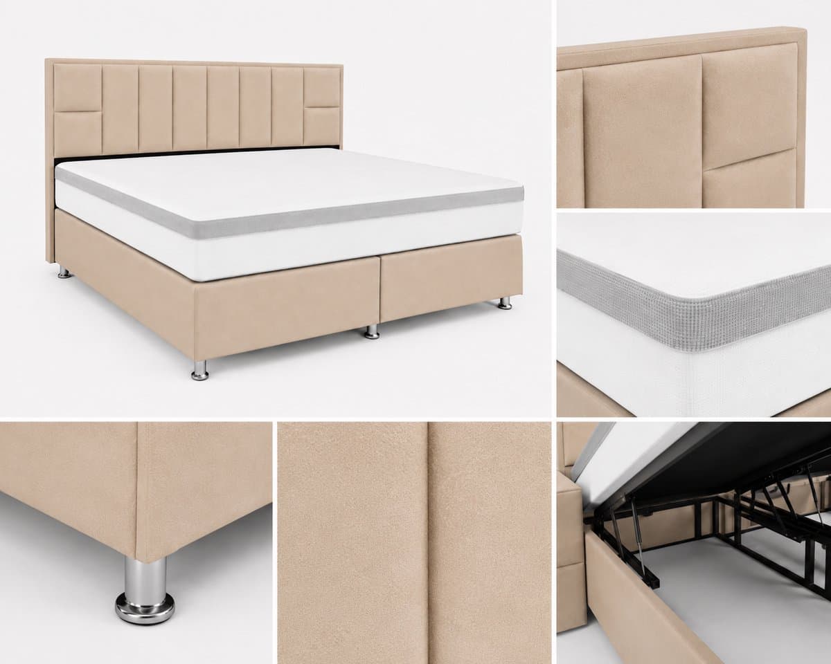Opberg Boxspring Bellagio - 160x200 Compleet - Antraciet - Luxe Living Home thumbnail 2