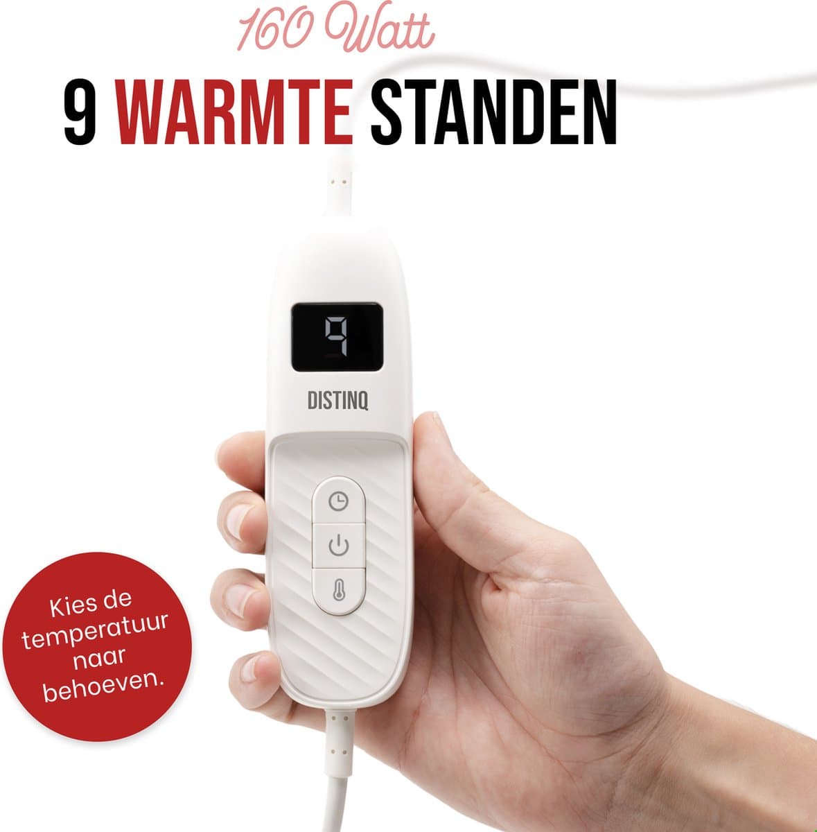 DistinQ Elektrische Bovendeken 160x120 cm - Warmtedeken 160Watt - Omslagdeken Automatische Uitschakeling - Oververhittingsbescherming - 9 Standen - Donker Grijs - Energiezuinig thumbnail 3