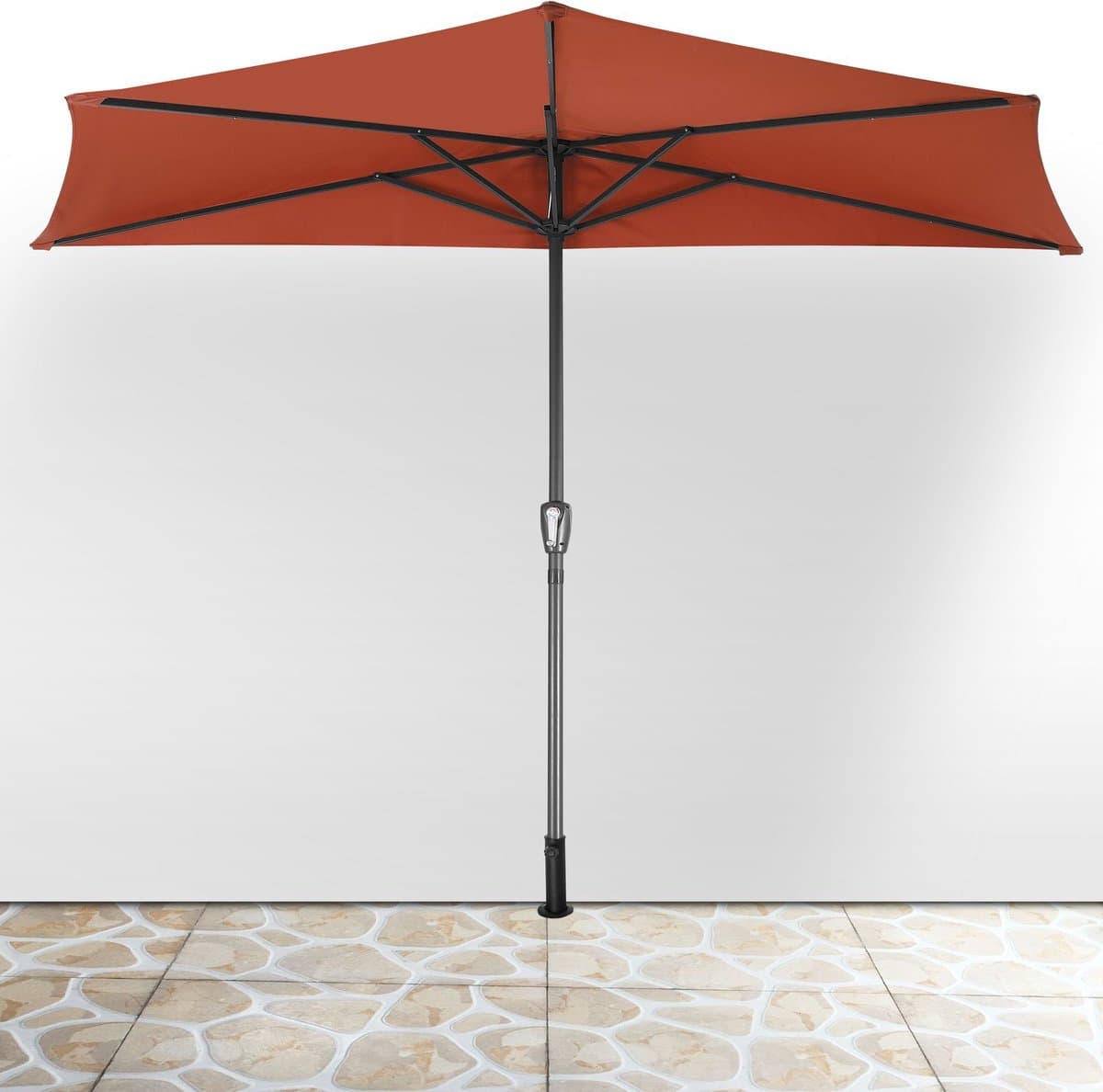 Kingsleeve Parasol Halfrond - Ø 2,7m UV 50+ Bescherming - Terracotta thumbnail 5