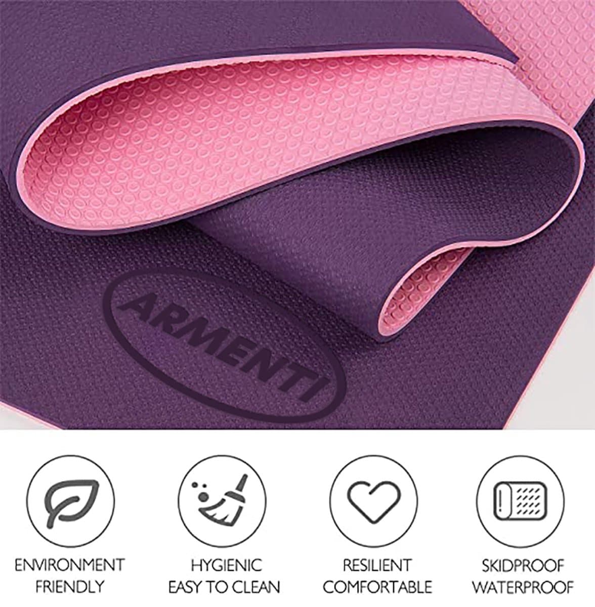 Bobbel Home - Premium Yoga mat - Anti slip -Extra dik - Inclusief Draagtas - Fitness - Pilates mat - Sport Mat - 183 x 60 cm - Roze thumbnail 4