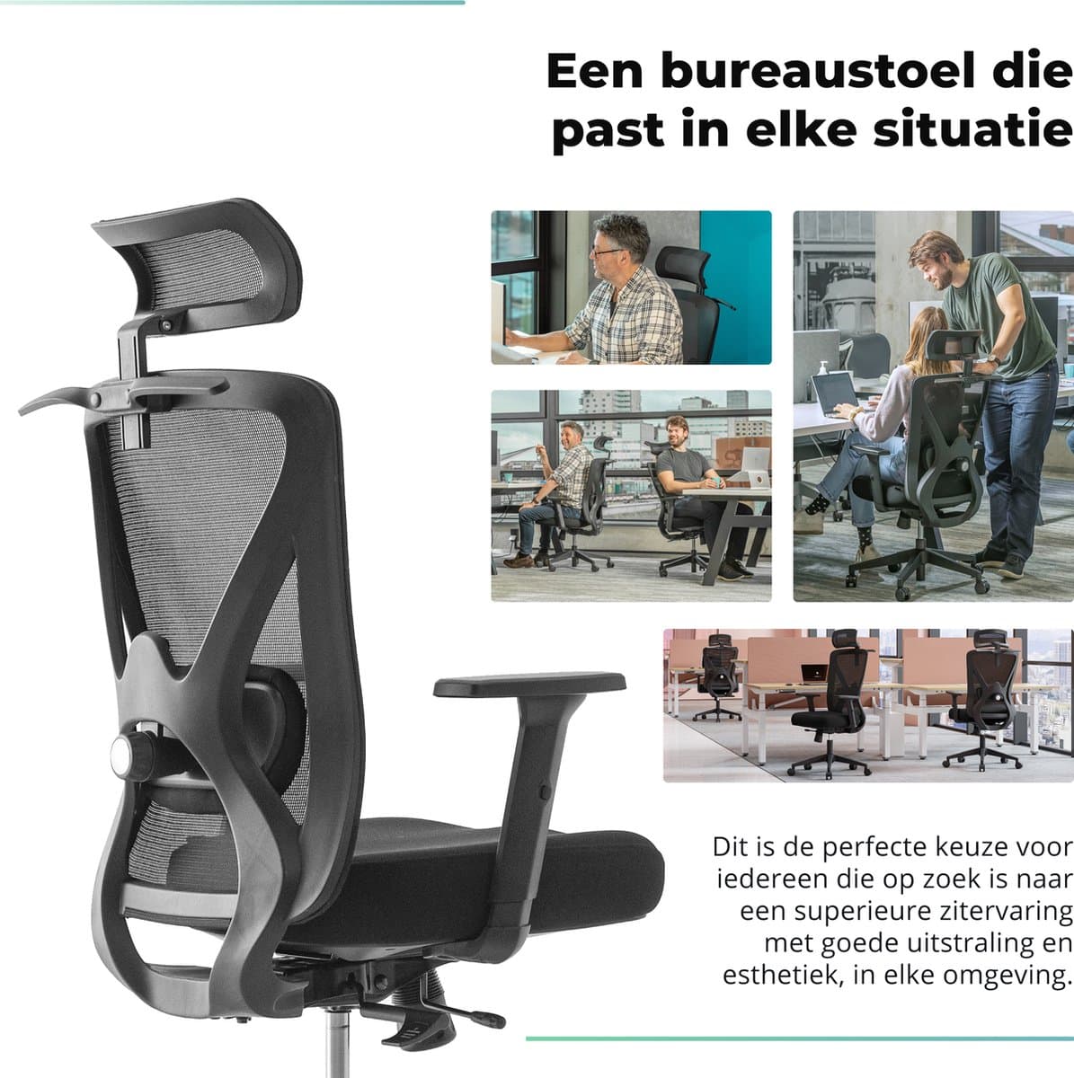 Backerz Mesh Ergonomische Bureaustoel - Bureaustoelen voor Volwassenen tot 150kg - Office Chair NEN-EN1335 - Gamestoel thumbnail 7