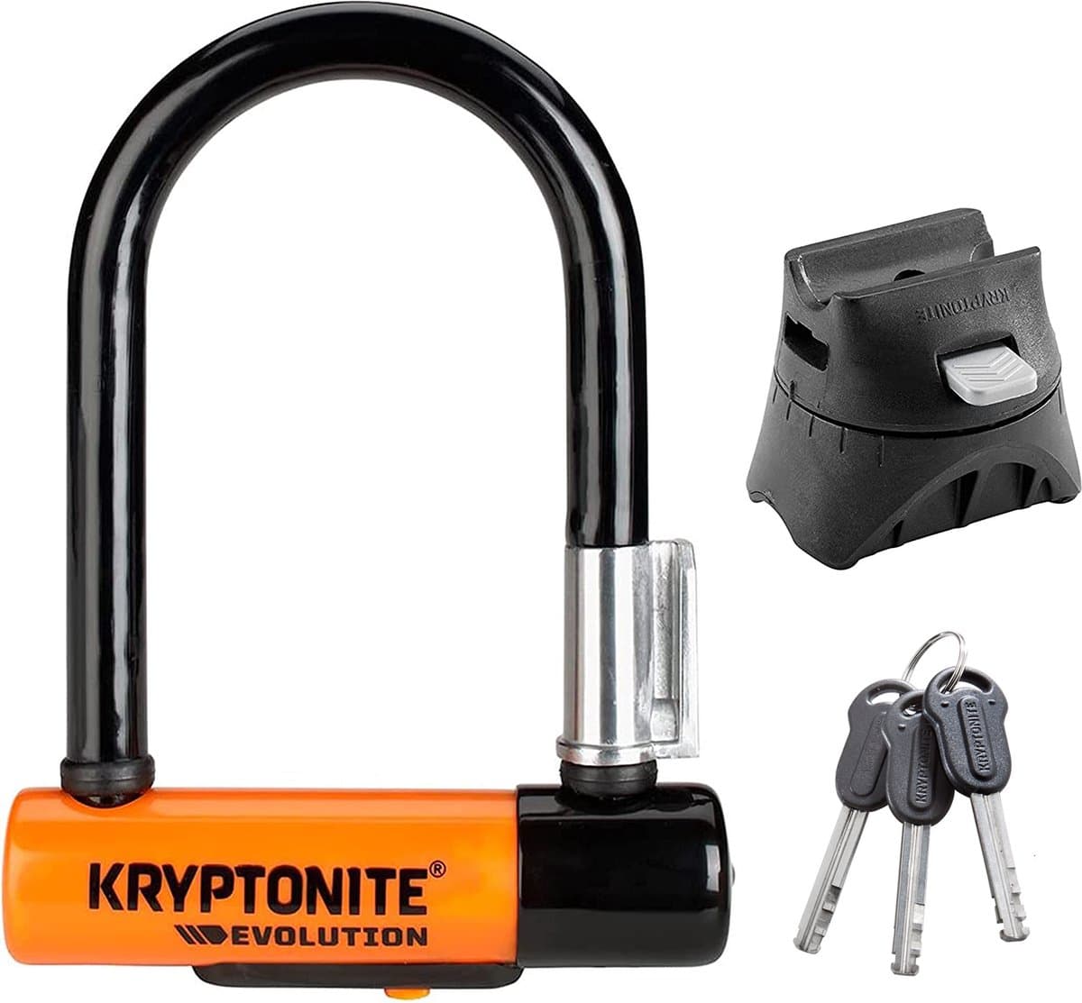 Kryptonite Evolution Mini-5 Beugelslot – ART-2 Slot – Stalen Beugelslot Elektrische Fiets – 14x18 cm – Zwart/Oranje