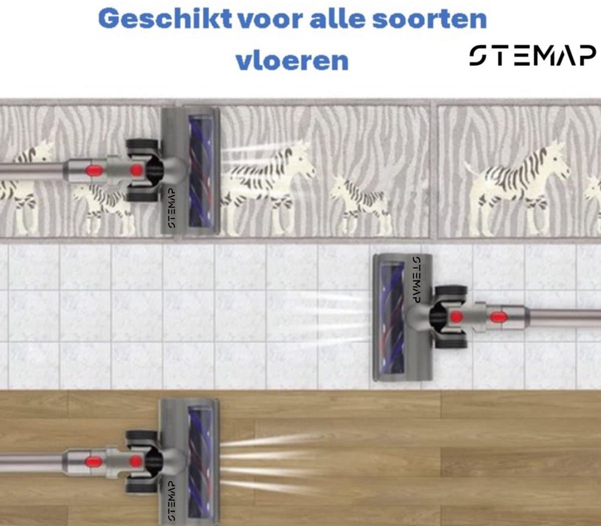 Stemap® Roterende Borstel | Compatible met Dyson V7 V8 V10 V11 V15 | Turboborstel Zuigmond Elektrisch Mondstuk | Directe aandrijving | Vloerborstel met 4 LED-lampen thumbnail 2