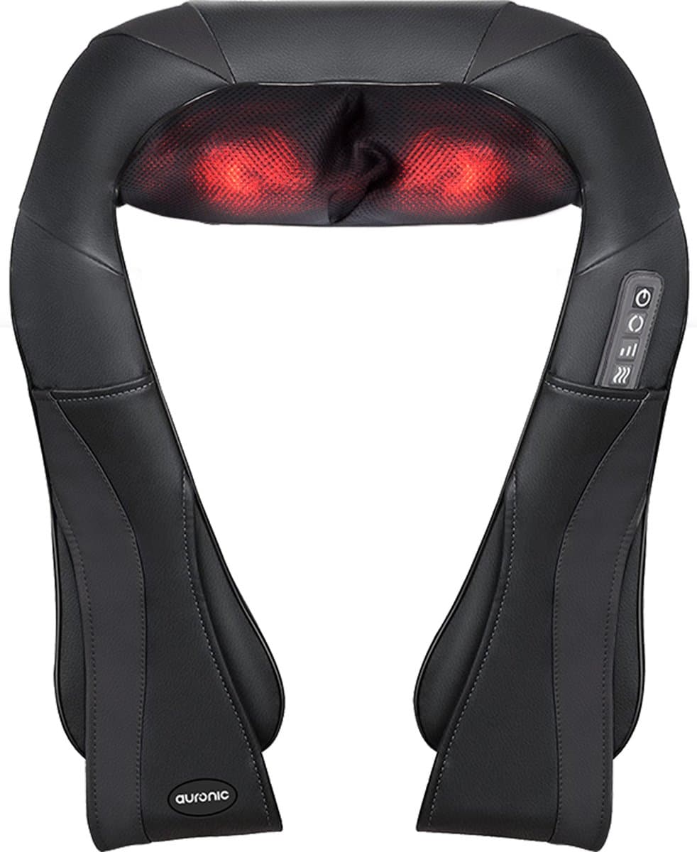 Auronic Shiatsu Massagekussen - Elektrisch Nekmassage Apparaat - Infrarood Warmtefunctie - Nek en Schouder Massage apparaat - Massage Apparaten - Zwart