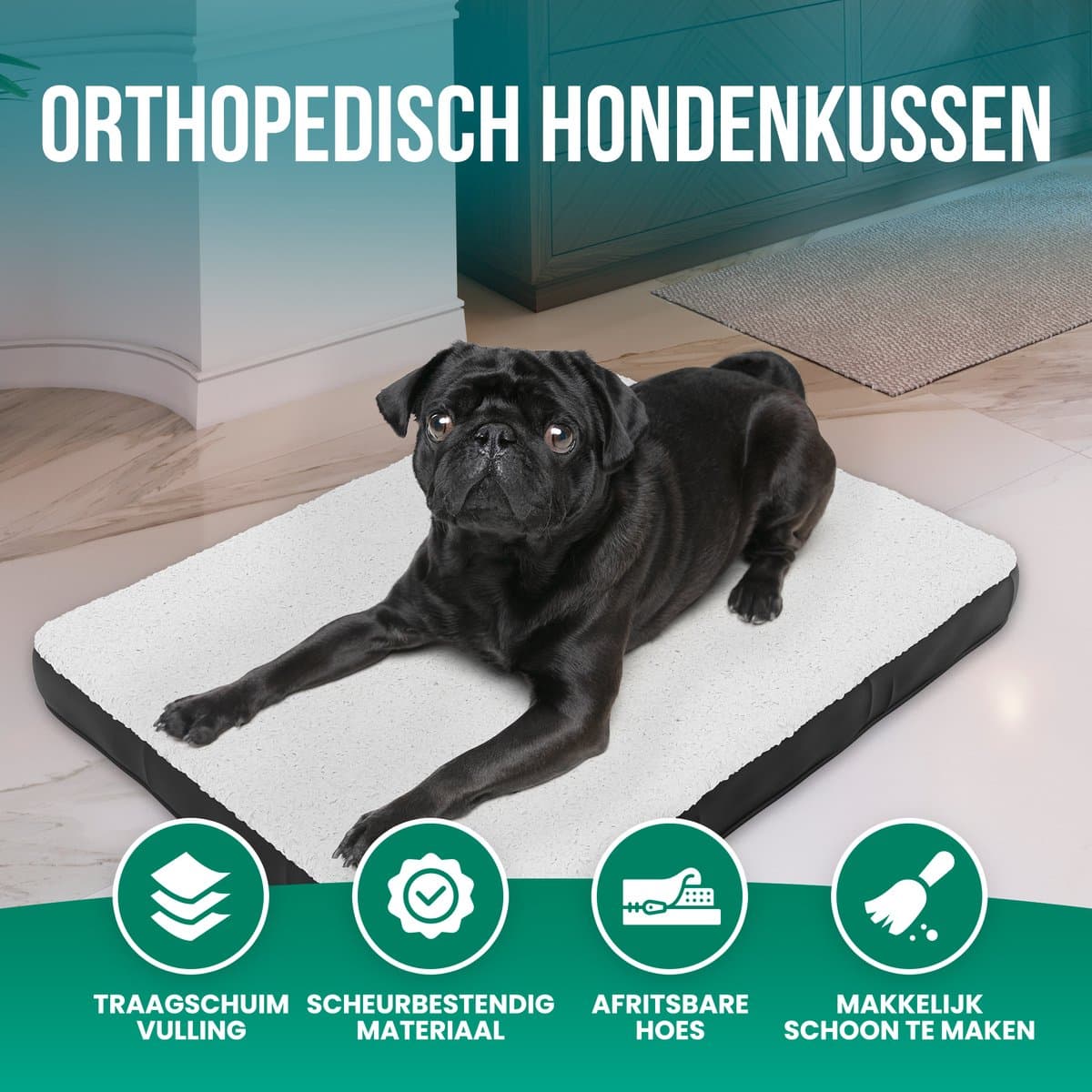 Avalo Orthopedisch Hondenkussen S - 45x65 cm - Wasbaar / Traagschuim / Antislip - Orthopedische Hondenmand - Hondenbed thumbnail 2