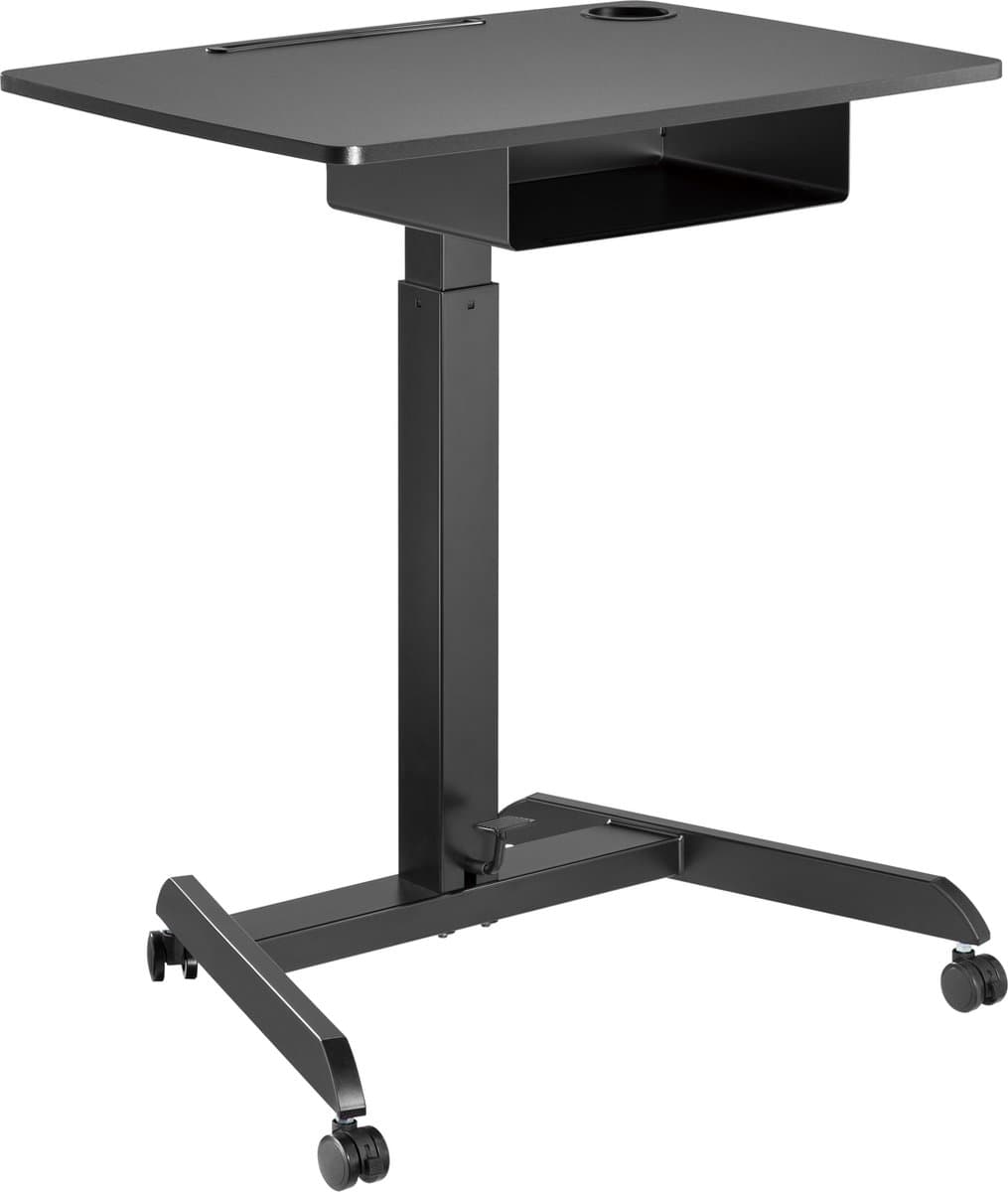 VDD Gaming - Katheder - Lessenaar - Bureau - Laptop Tafel - Zit Sta Bureau - Verrijdbaar - Workstation - Laptop Standaard - Laptoptafel - Bijzet Tafel op Wielen - Zwart - In hoogte verstelbaar - Maximale hoogte 113 cm - Bureaublad - 80 x 58 cm thumbnail 7