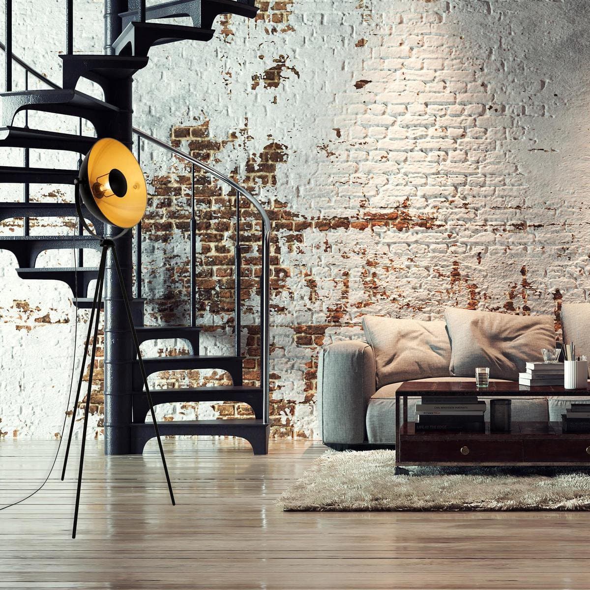BRILONER Sand - Vloerlamp woonkamer - industrieel staande lamp - zwart goud - E27 fitting - metaal - 148cm thumbnail 6