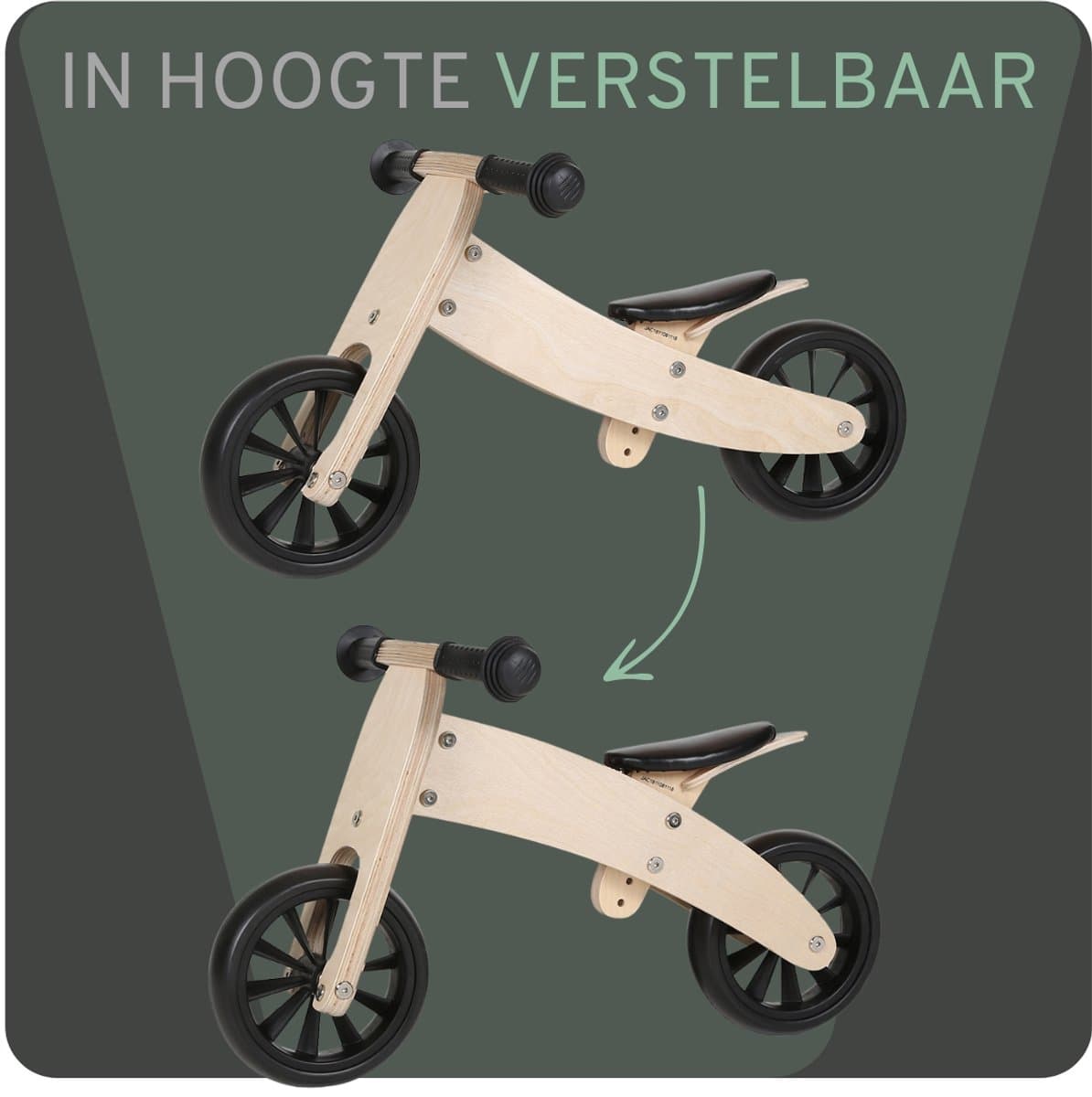 Bandits & Angels Smart Bike Loopfiets Hout 4-in-1 vanaf 1 jaar - Voor Jongens en Meisjes - Houten Loop Fiets - Omkeerbaar in Driewieler en Tweewieler - Verstelbaar Zadel thumbnail 4