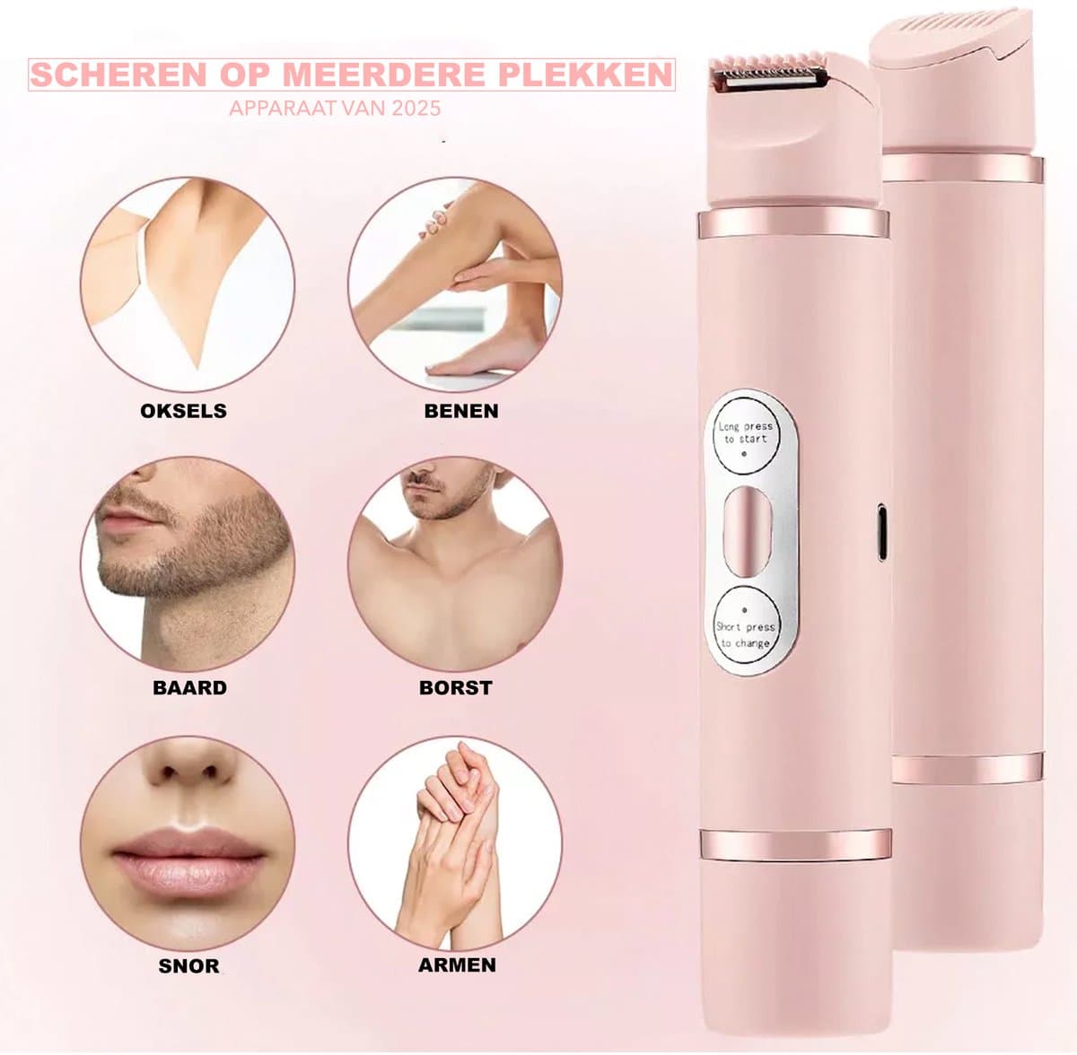 Scheerapparaat - Shavepro Dames - Elektrische Scheerapparaten Vrouwen - Scheerapparaat - Epilator - Dames - Shaver - Ladyschaver - Haar Verwijderaar - 2 in 1 Electric Lady Shaver - thumbnail 5