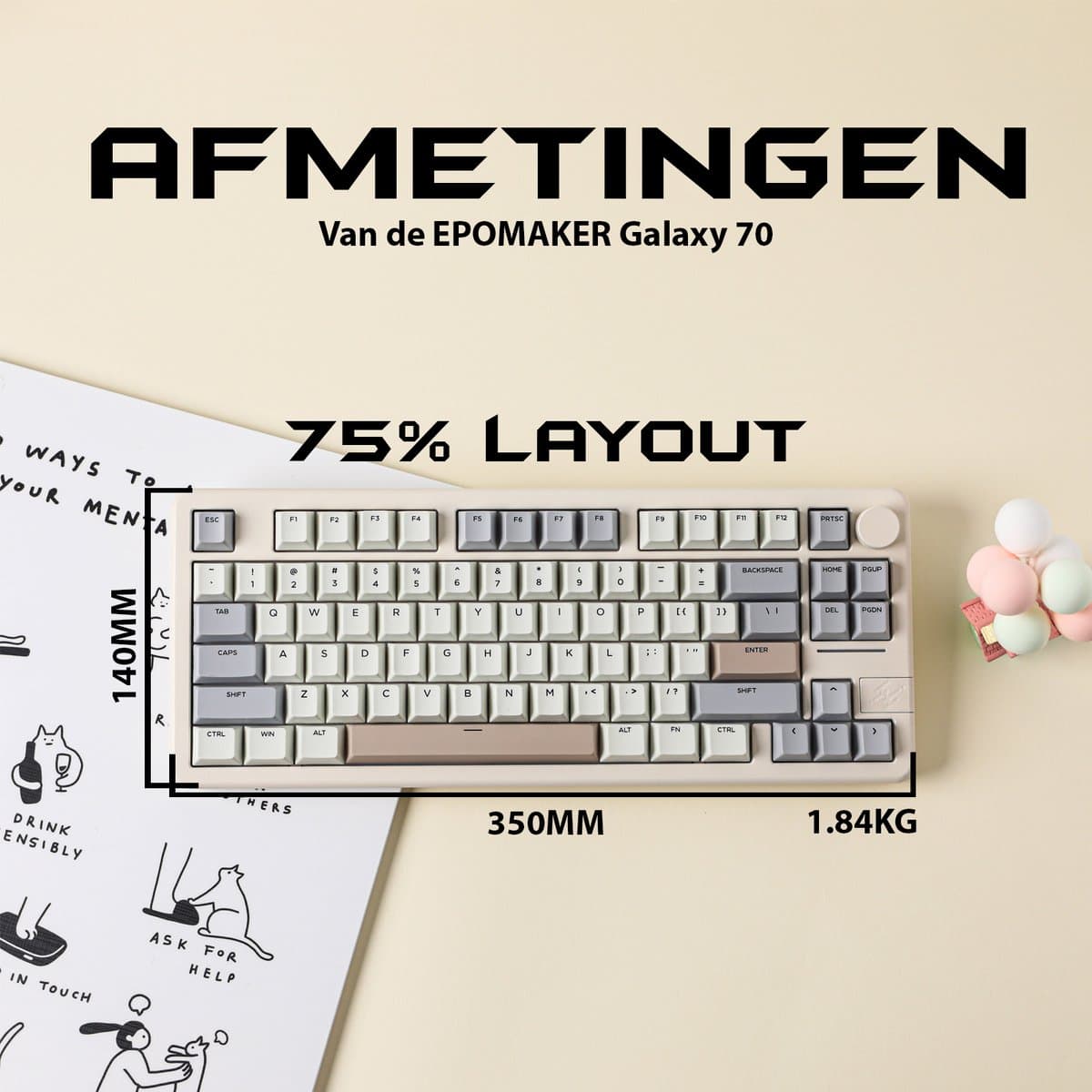 EPOMAKER Galaxy 70 - Compact draadloos gaming toetsenbord thumbnail 2