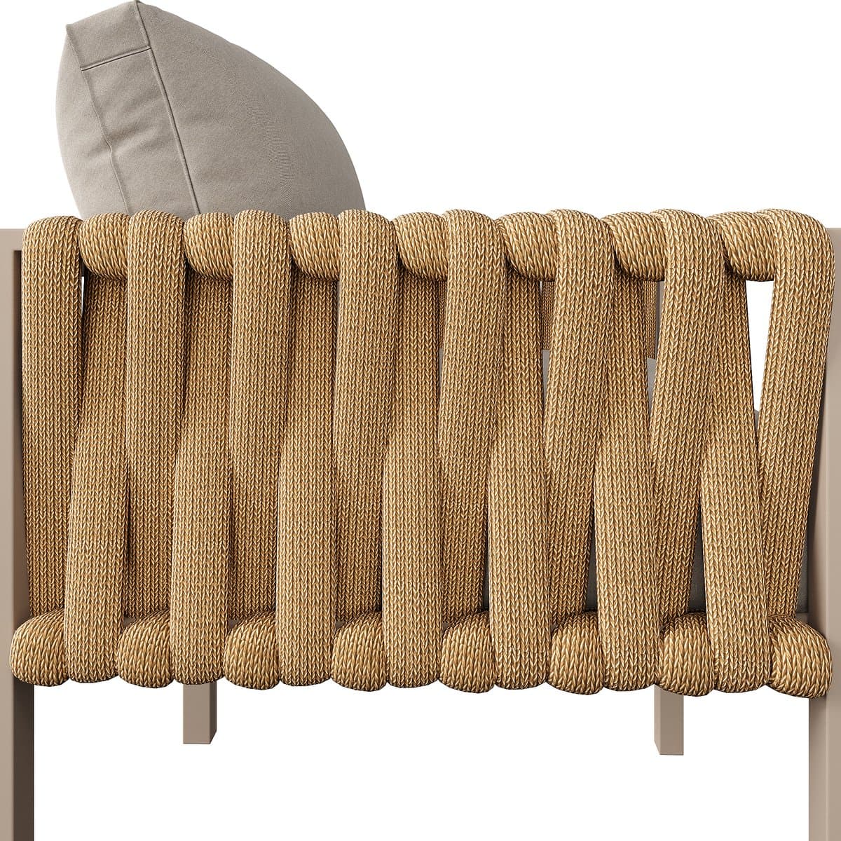 Tuinset met verzinkt ijzeren frame, beige touw loungeset, verstelbare poten, glazen tafelblad, inclusief kussens thumbnail 4