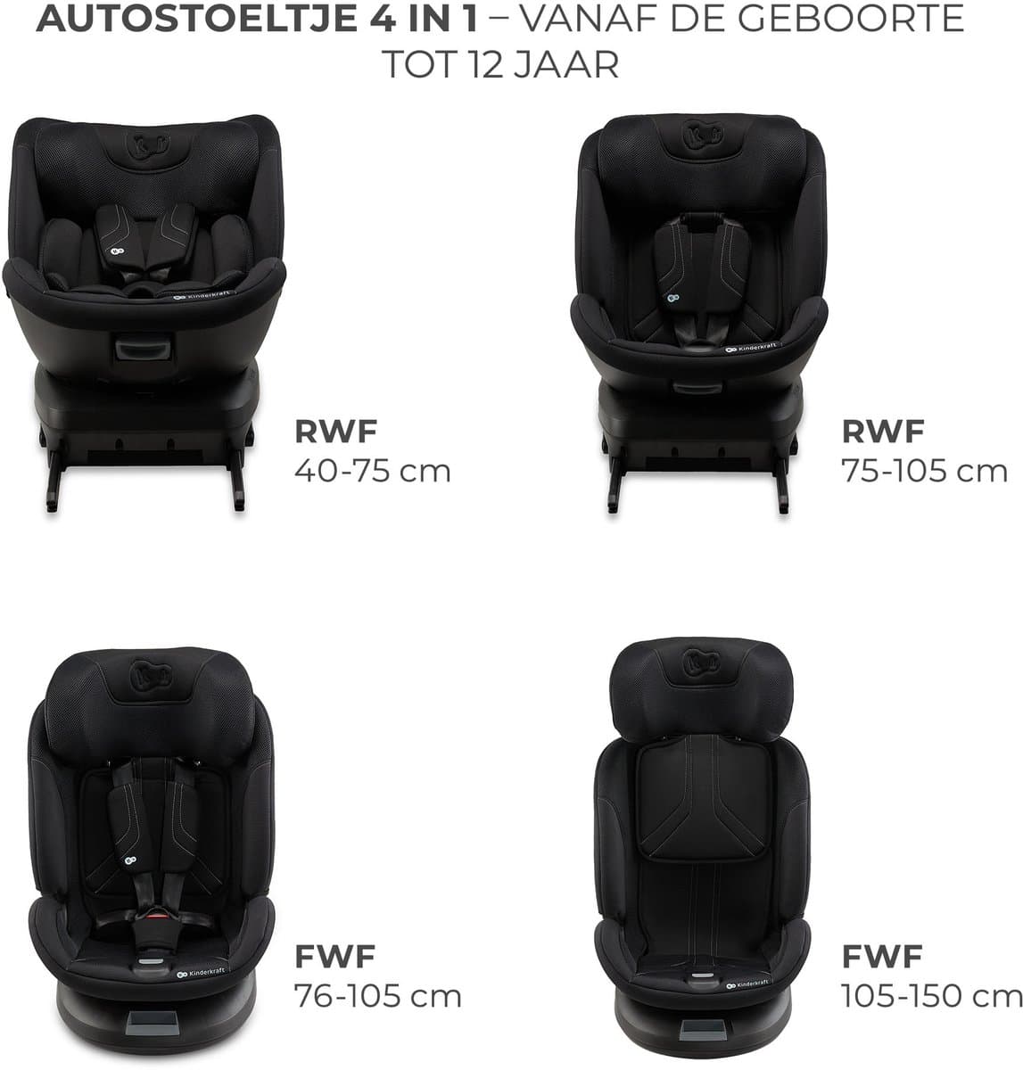 Kinderkraft XPEDITION 3 i-Size Autostoel – 40-150 cm – Met Isofix – Groep 0/1/2 – Zwart thumbnail 5