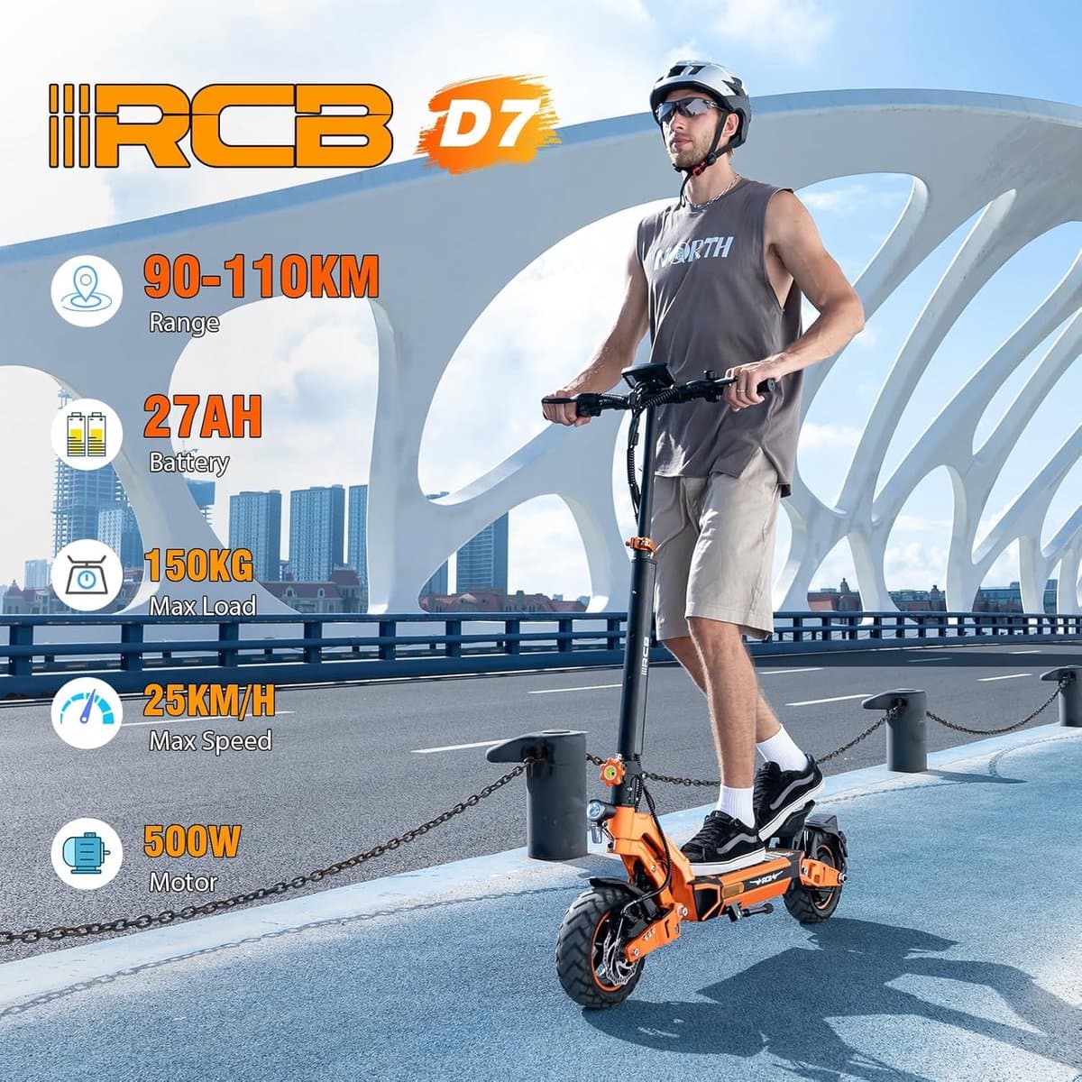 RCB D7Pro Elektrische Step: 100km bereik, opvouwbaar thumbnail 5