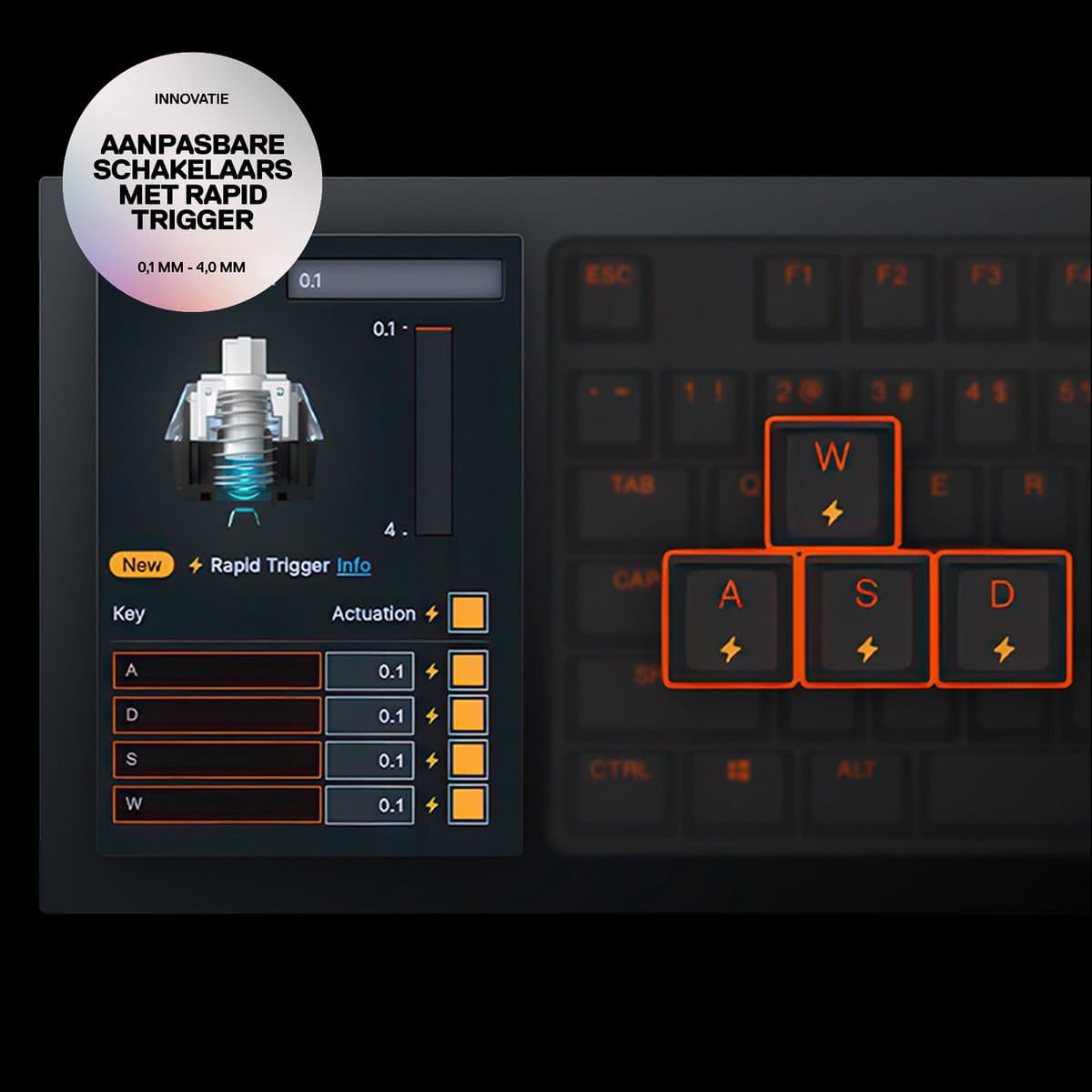 SteelSeries Apex Pro TKL Gen 3 - Mechanisch Gaming Keyboard - Wit - US Qwerty - Rapid Trigger, Rapid Tap, Protection Mode thumbnail 4