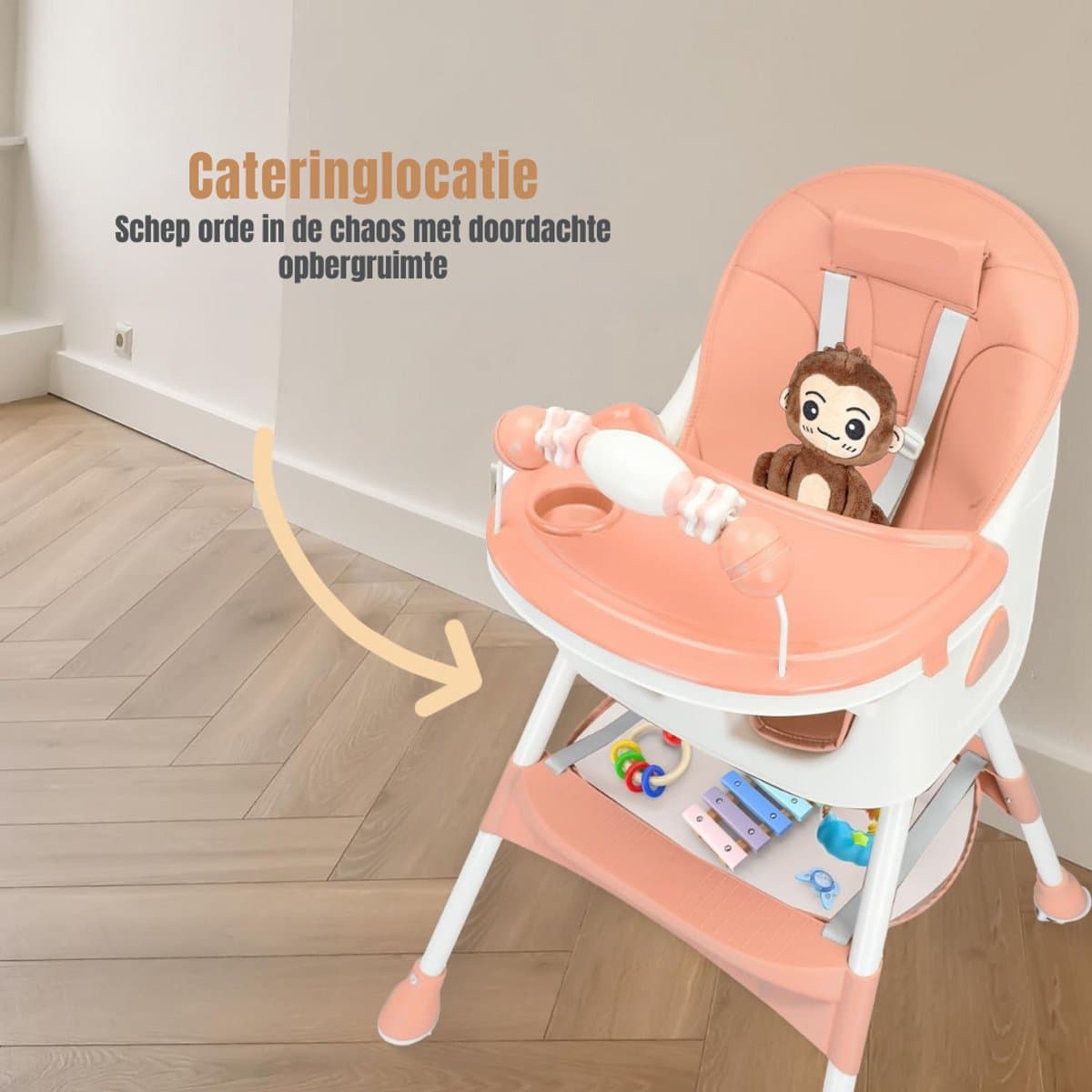 Zylo® Kinder Eetstoel - Baby Eetstoel - Kinderstoel Baby - 25x44x92 - Roze thumbnail 5