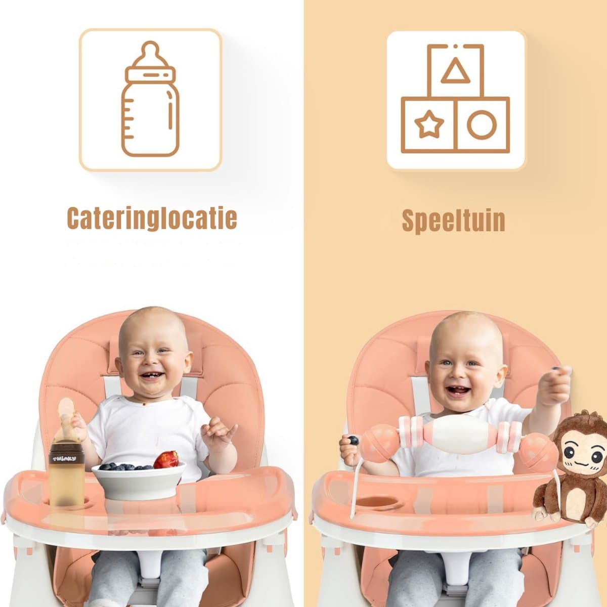 Zylo® Kinder Eetstoel - Baby Eetstoel - Kinderstoel Baby - 25x44x92 - Roze thumbnail 6