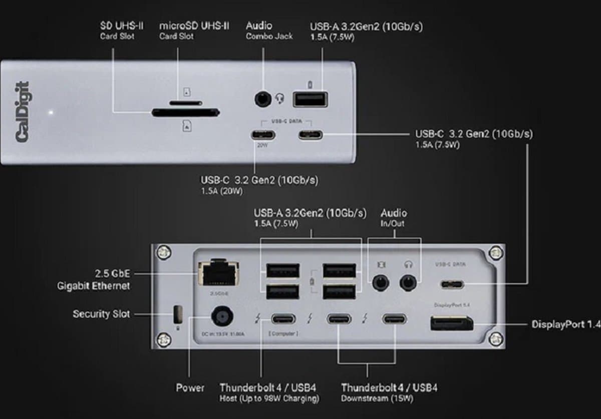 CalDigit TS4 - Thunderbolt Station 4 (EU) SPACE GREY with 0.7m Thunderbolt 4 Cable thumbnail 2