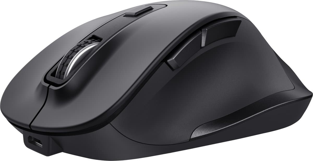 Trust Fyda - Draadloze Muis met USB-ontvanger - Comfortabele grip - Oplaadbaar - Zwart thumbnail 3