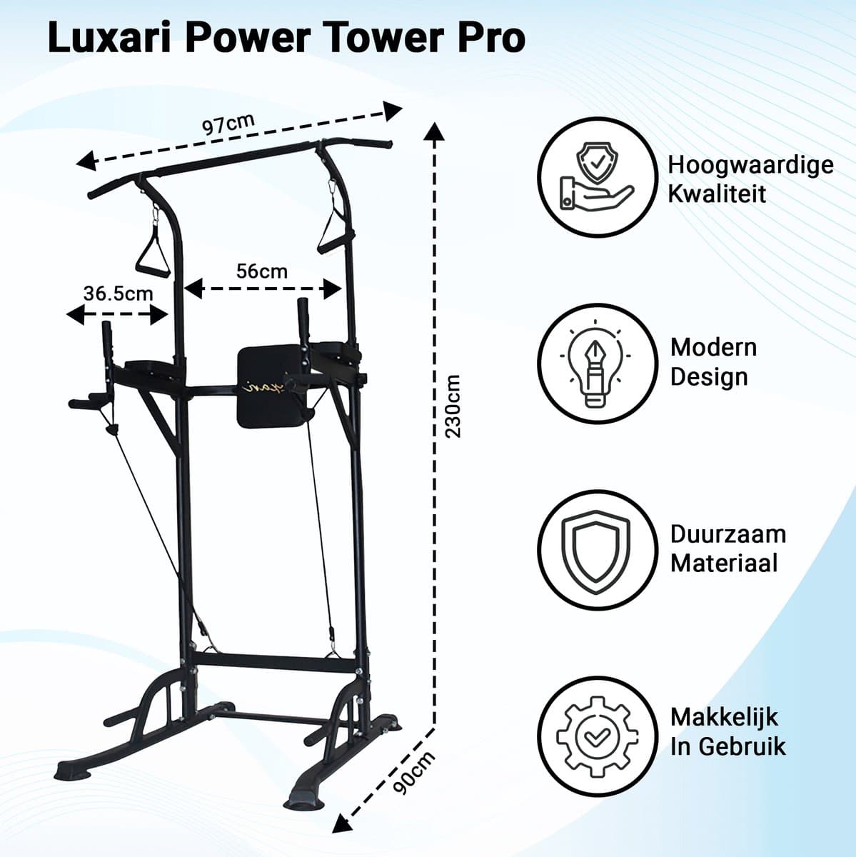 Luxari Pull up station - Weerstandsbanden - Dip Station - Pull Up Bar - Optrekstang - Krachtstation - Power Rack - Verstelbaar - Krachttraining thumbnail 5