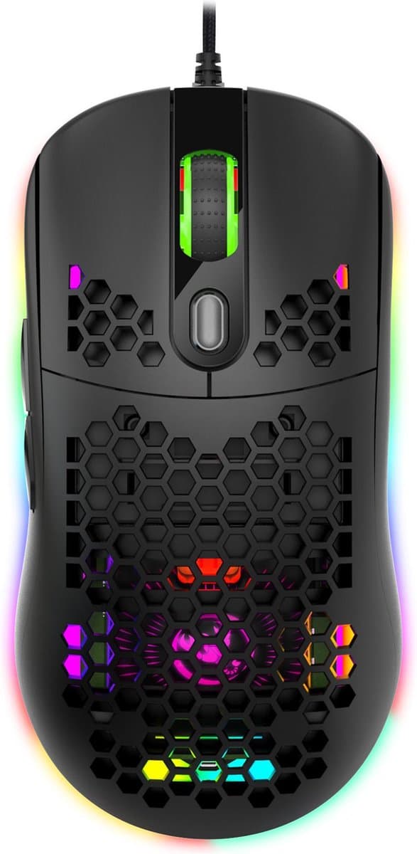 HXSJ X600 Optisch Gaming Muis - 8000DPI - Ultra licht - RGB Verlichting - Computermuizen - Compact Voor Onderweg - Zwart thumbnail 2