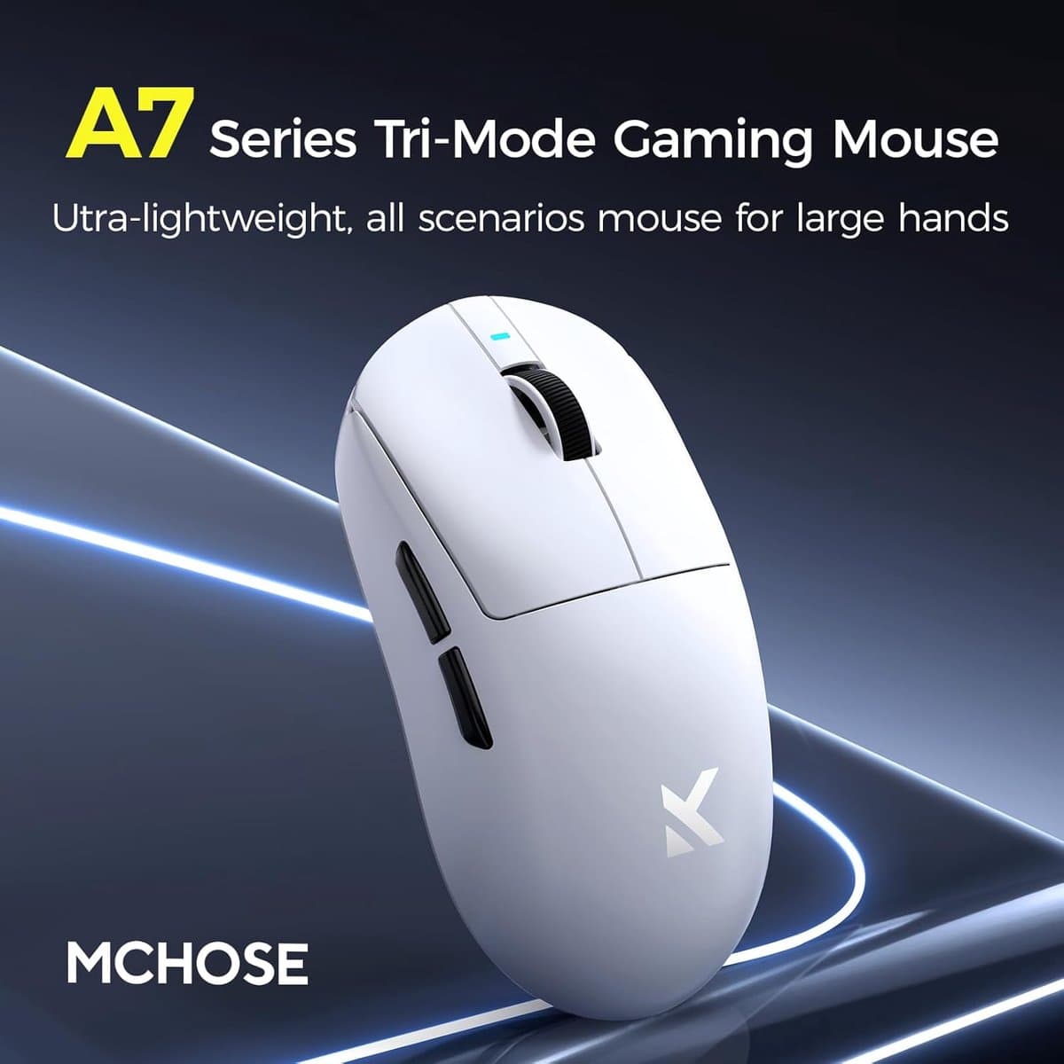 MCHOSE A7 V2 Ultra - Lichtgewicht Gaming Muis - PAW 3950TI Sensor - TTC Gold Switch - 8K Bedraad + 8K Draadloos - 3 Modi - 500mAh - Wit thumbnail 3