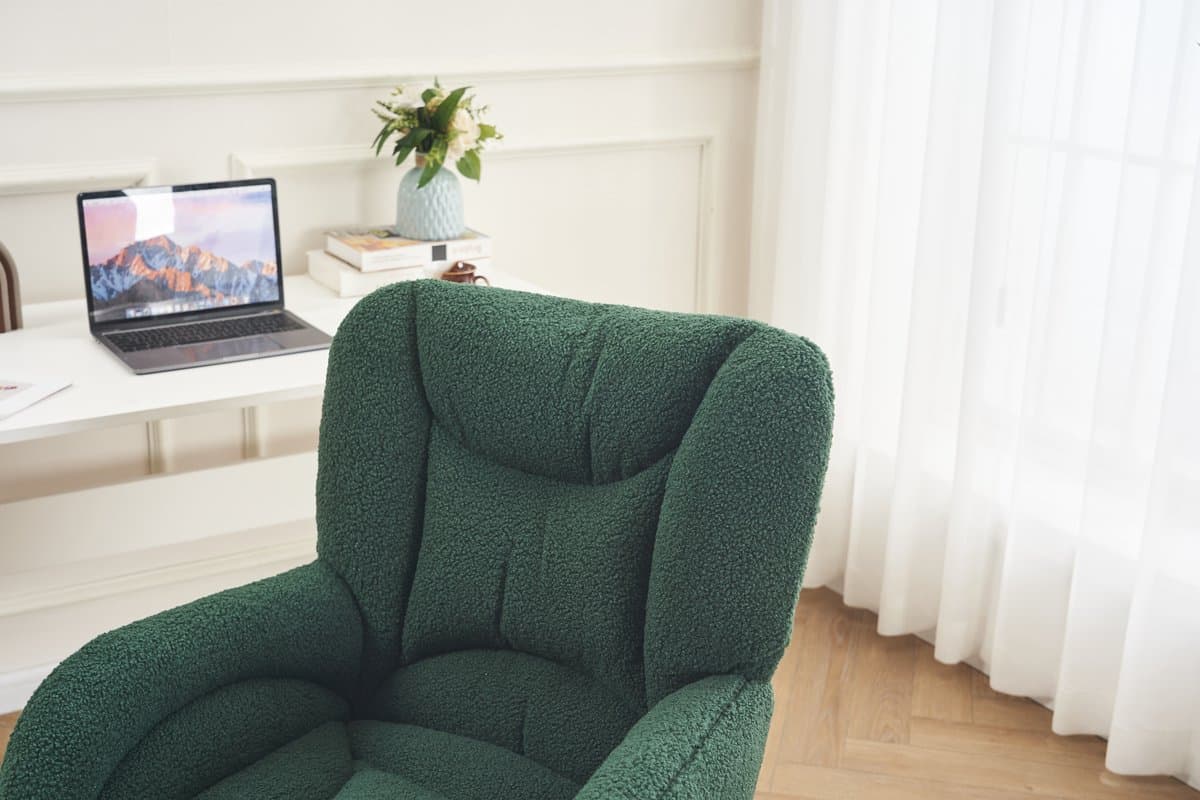 STILVORA Bureaustoel – Draaibare Kantoorstoel – Hoogteverstelbaar Met Gouden Poten – Ergonomische Comfortabele Zitting Voor Home-Office En Thuiswerk – Teddy Stof – Groen thumbnail 8
