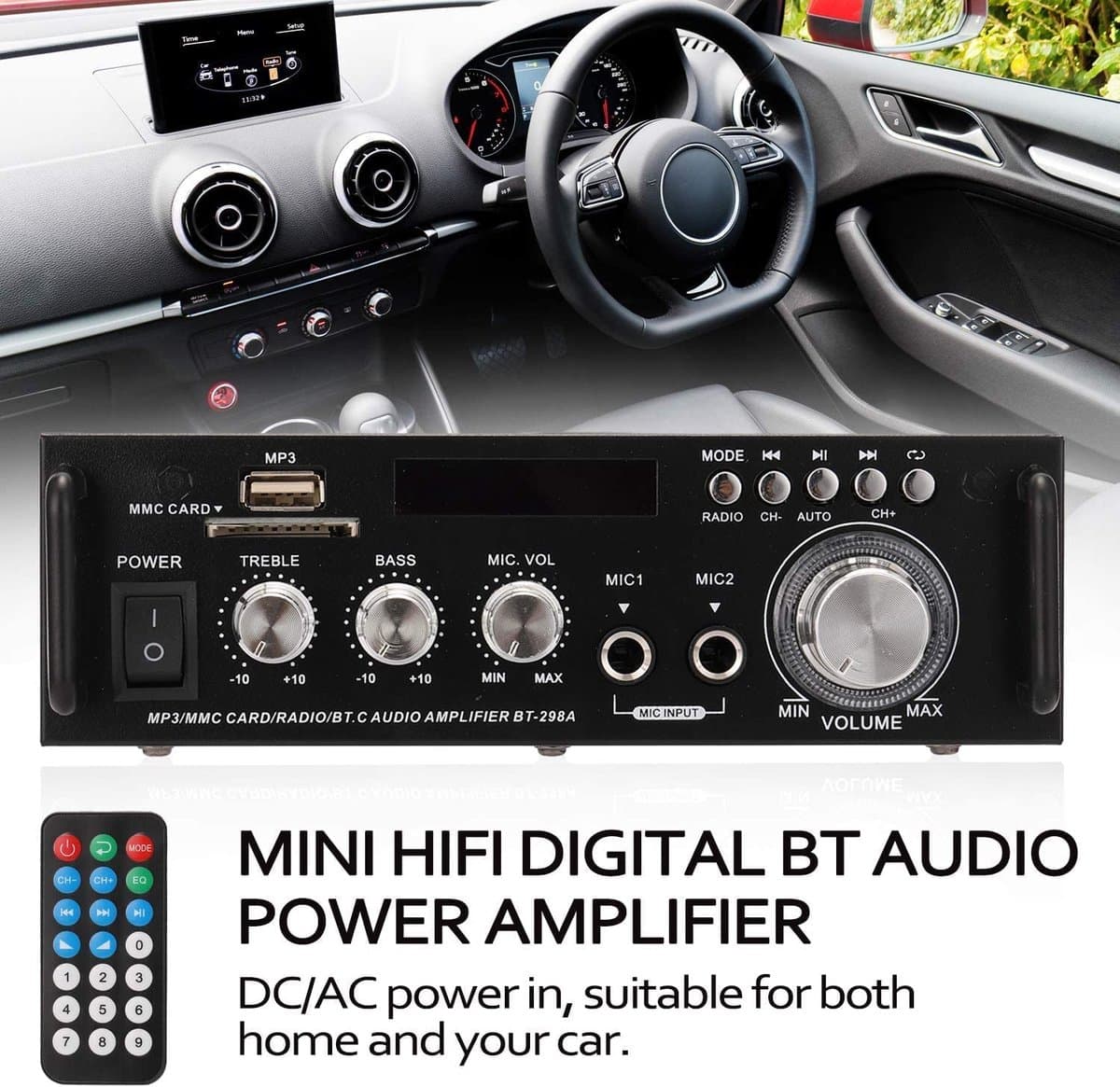 Mini-versterker HiFi - Bluetooth 5.0, 600W, FM-radio, USB/SD thumbnail 7