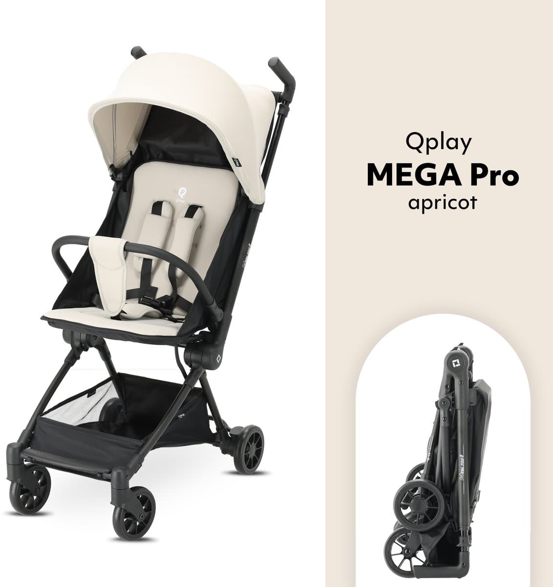 Qplay Mega Pro Buggy - Inklapbaar - Lichtgewicht Reisbuggy - Apricot thumbnail 3