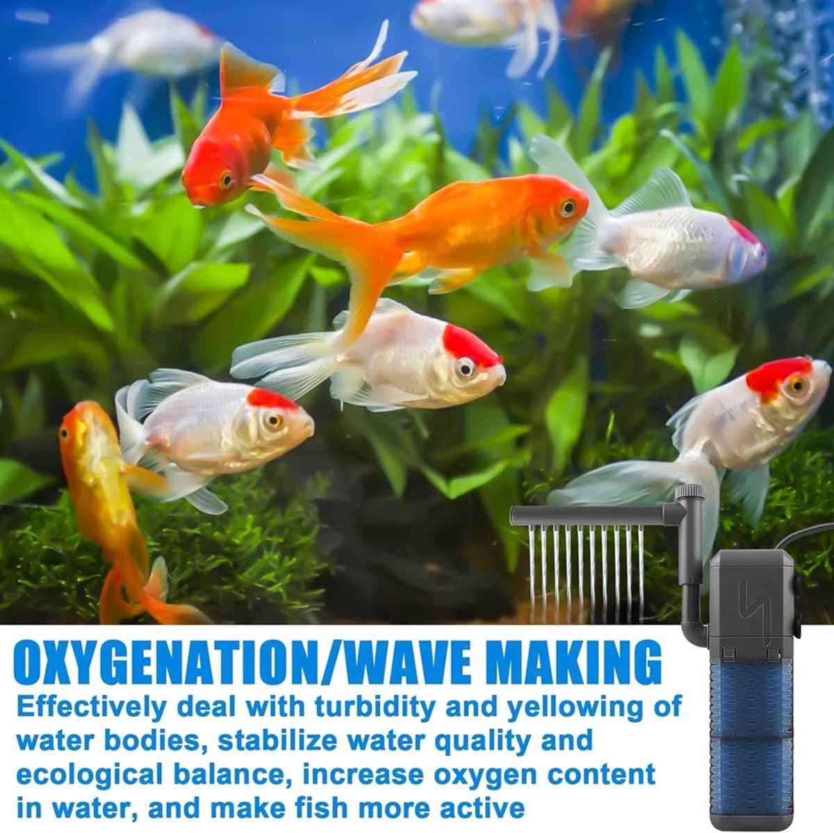 Verstelbare 800L/H Aquariumfilter Pomp - Stille Interne Filter voor Aquaria tot 250L met Spray Bar en Energiezuinige 9W Motor thumbnail 8