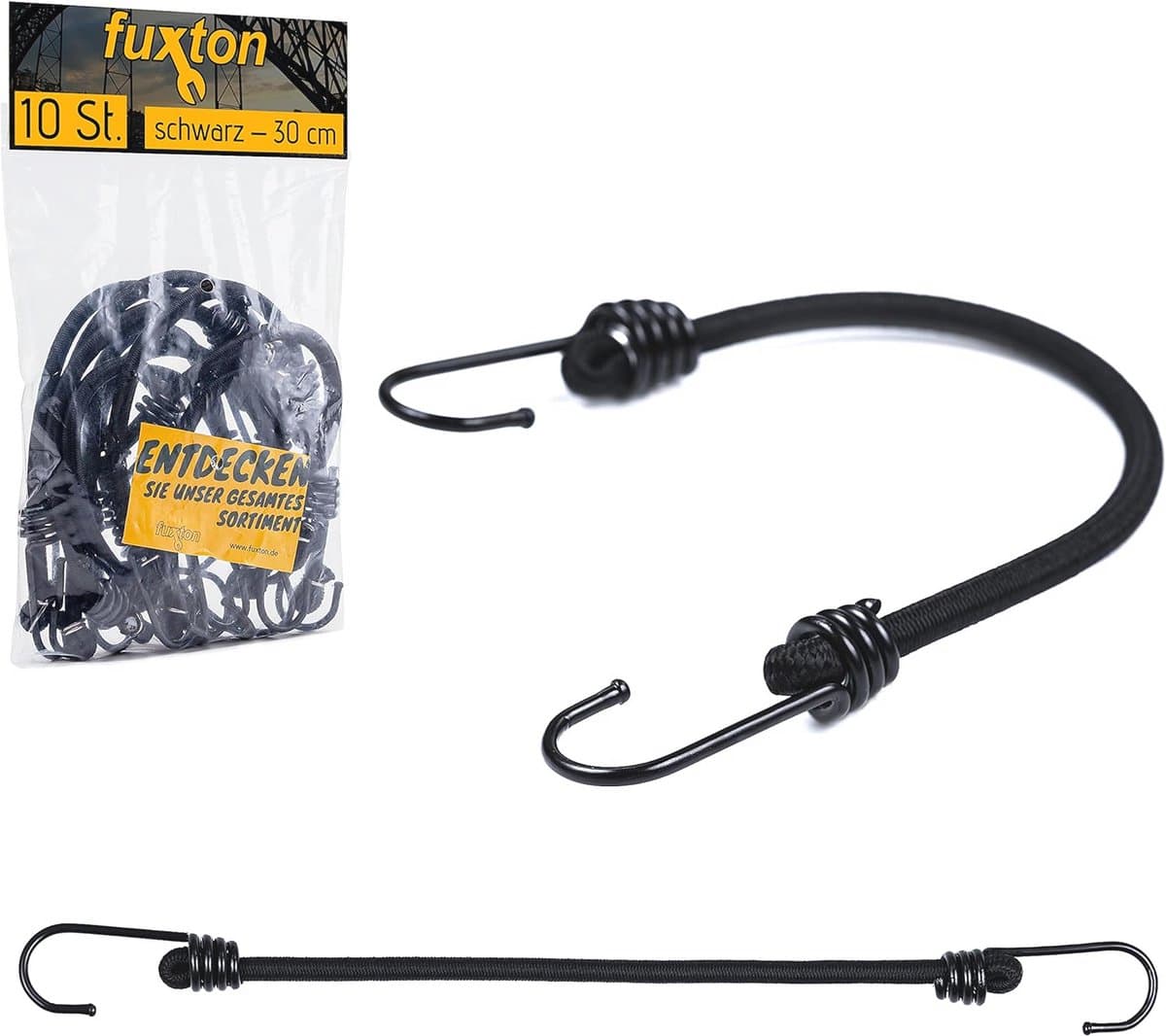 Set van 10 Spanschroeven met Haken - 100cm Zwart voor Dakdragers, Fiets, Auto, Tent